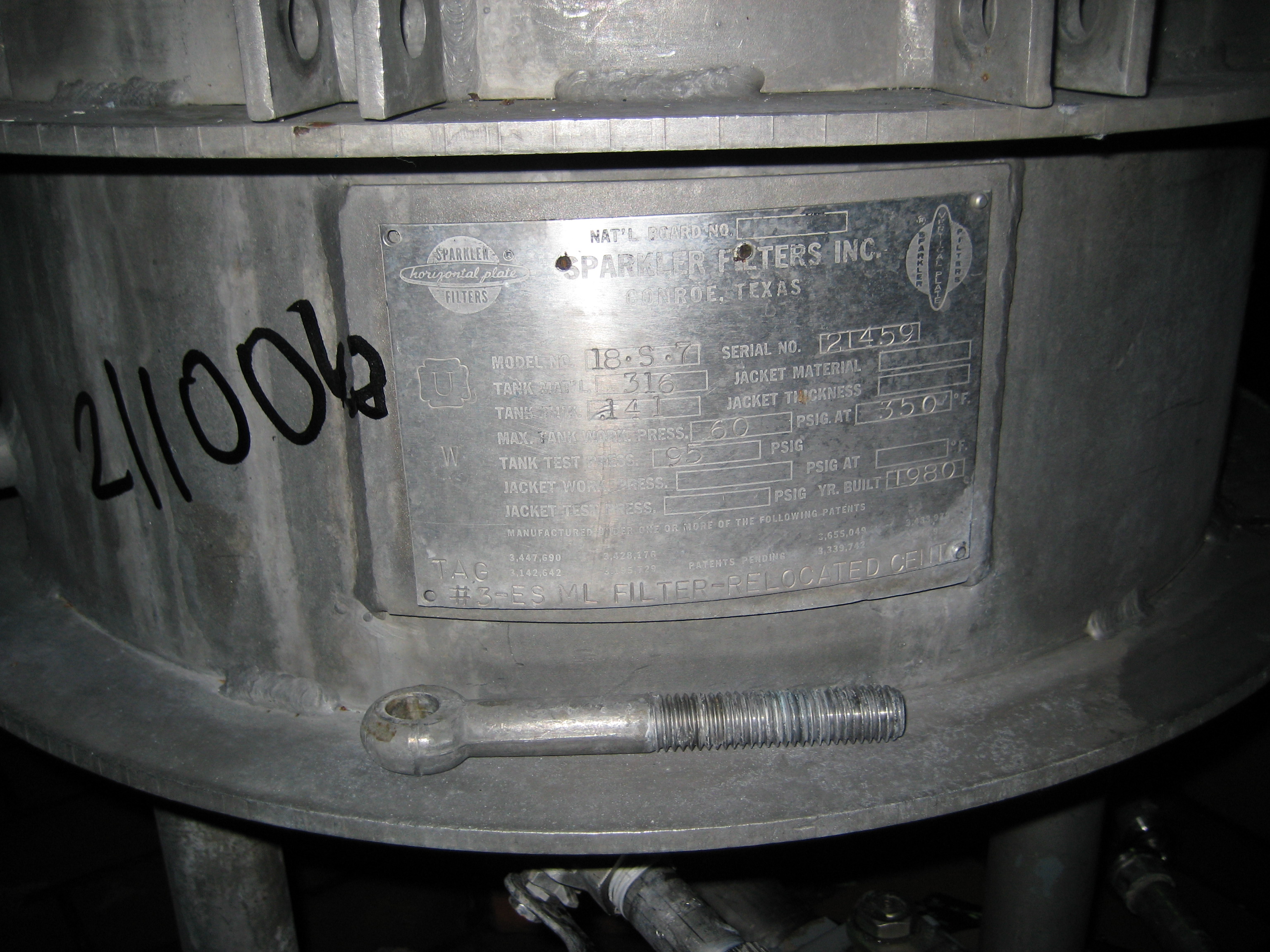  Pressure Leaf Filter 1.05 m² (11.3 ft²) Stainless Steel 316 For Sale - IPP# 211006