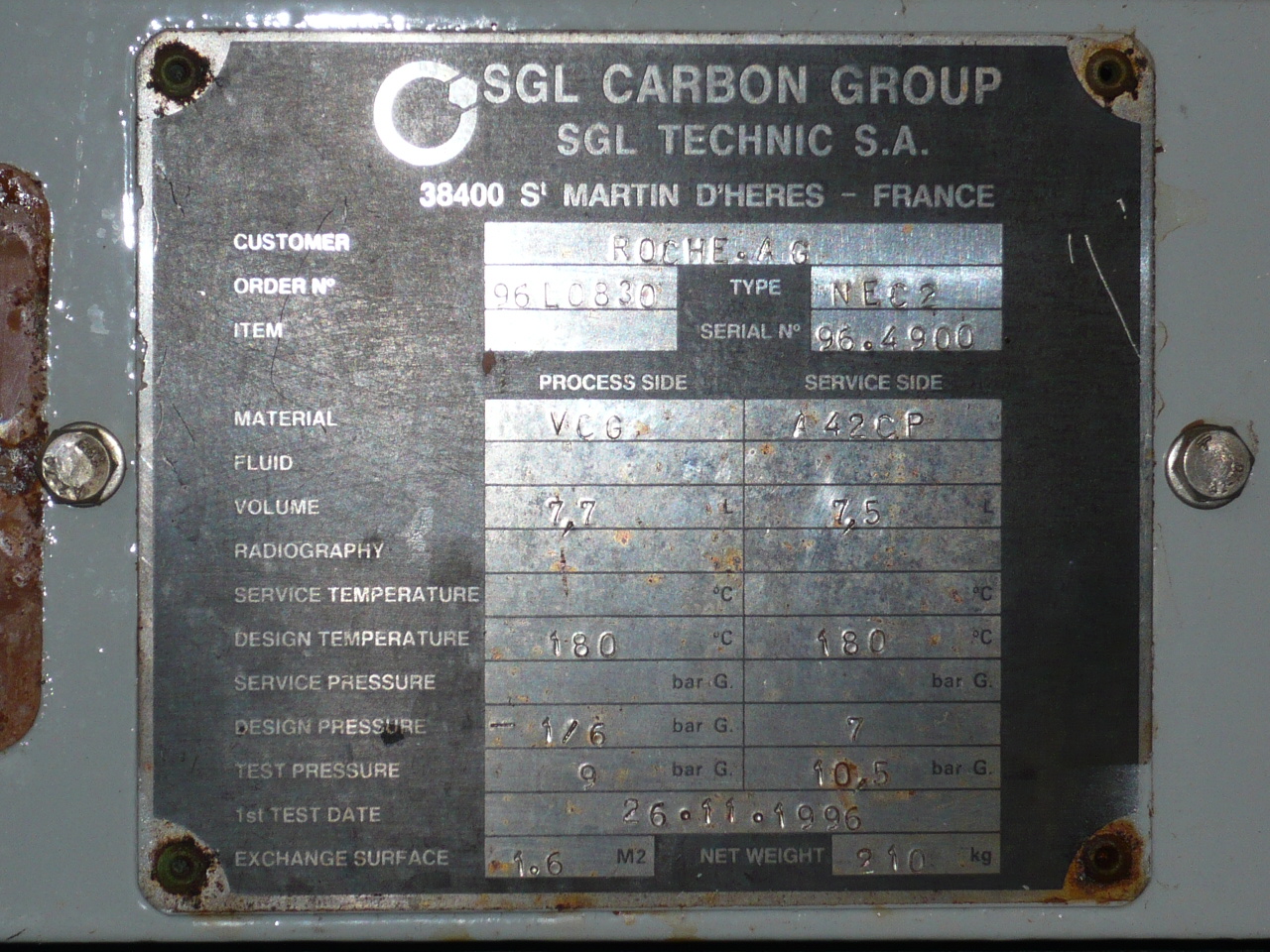  Block Heat Exchanger 1.6 m² (17.2 ft²)  For Sale - IPP# 211534