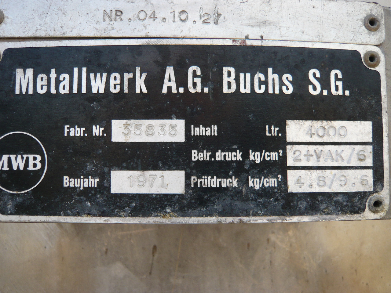 Stainless Steel 316 Metallwerk A.G. Buchs S.G.  Tank - IPP# 211748