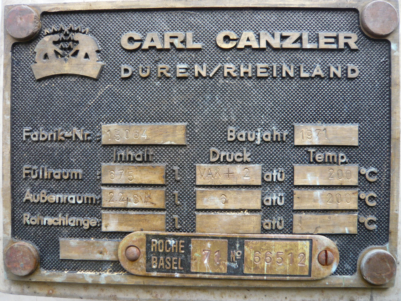Stainless Steel 316 Carl Canzler Tank - IPP# 211760