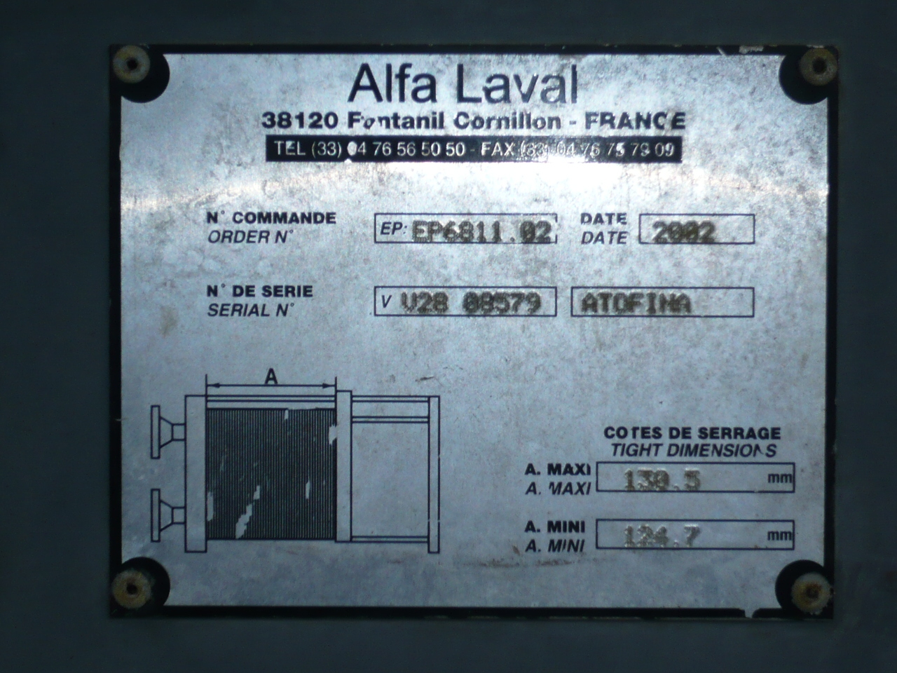  Plate and Frame Heat Exchanger 7.6 m² (81.8 ft²) Hastelloy - C276 For Sale - IPP# 212471