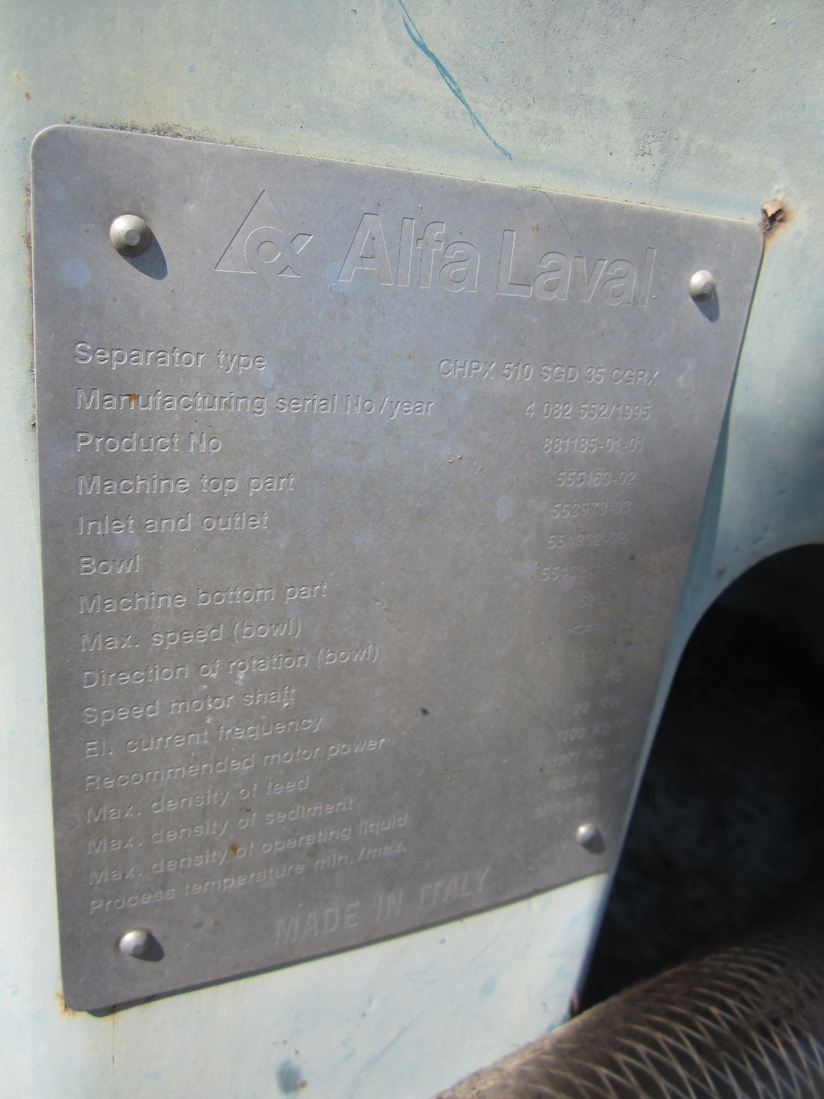 Unused Stainless Steel 316 Alfa Laval CHPX 510 SGD-35CGRX Centrifuge-Disc Bowl - IPP# 212877