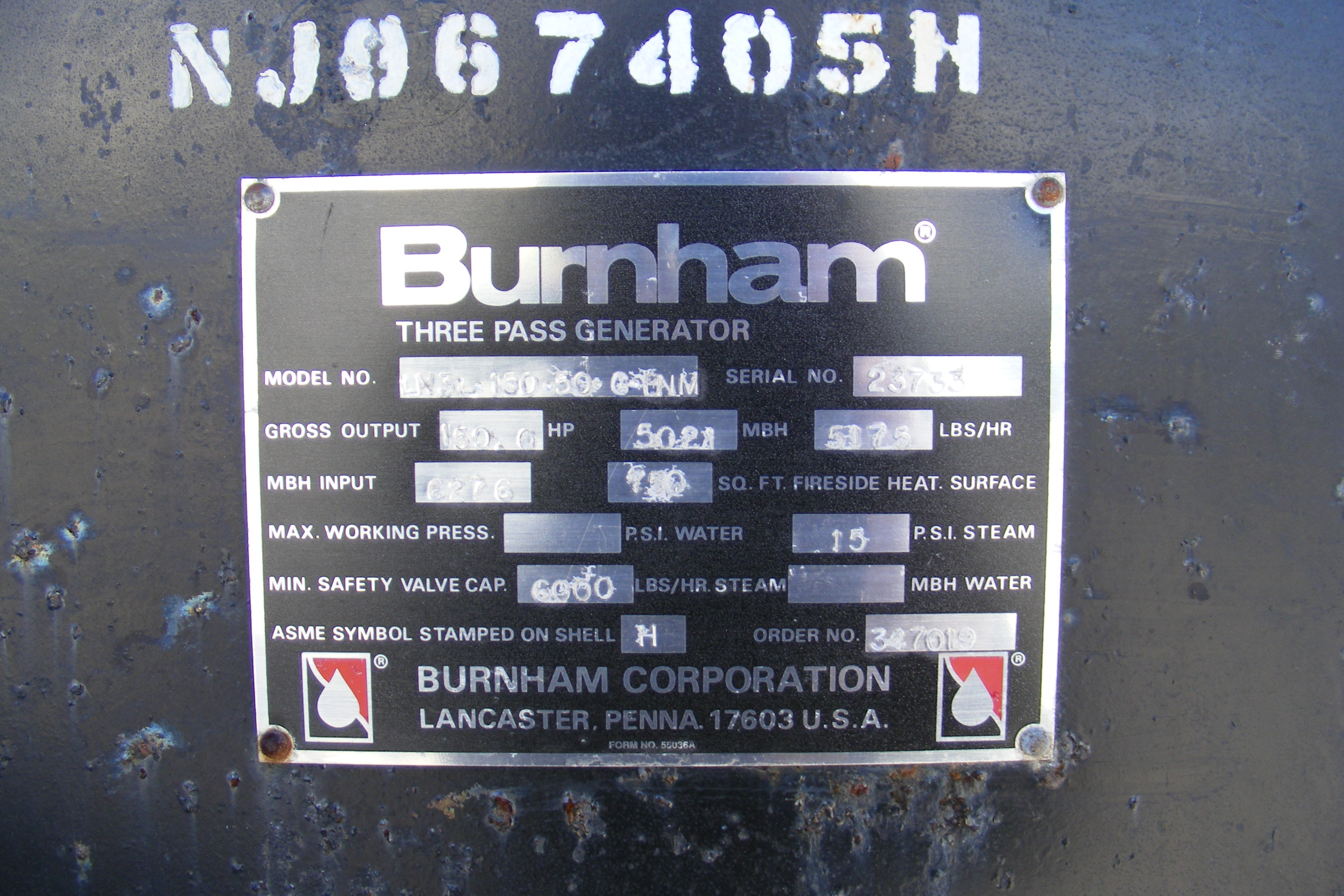  Carbon Steel Steam Boiler 2,347 kg/h (5,175 lb/h) For Sale - IPP# 212960