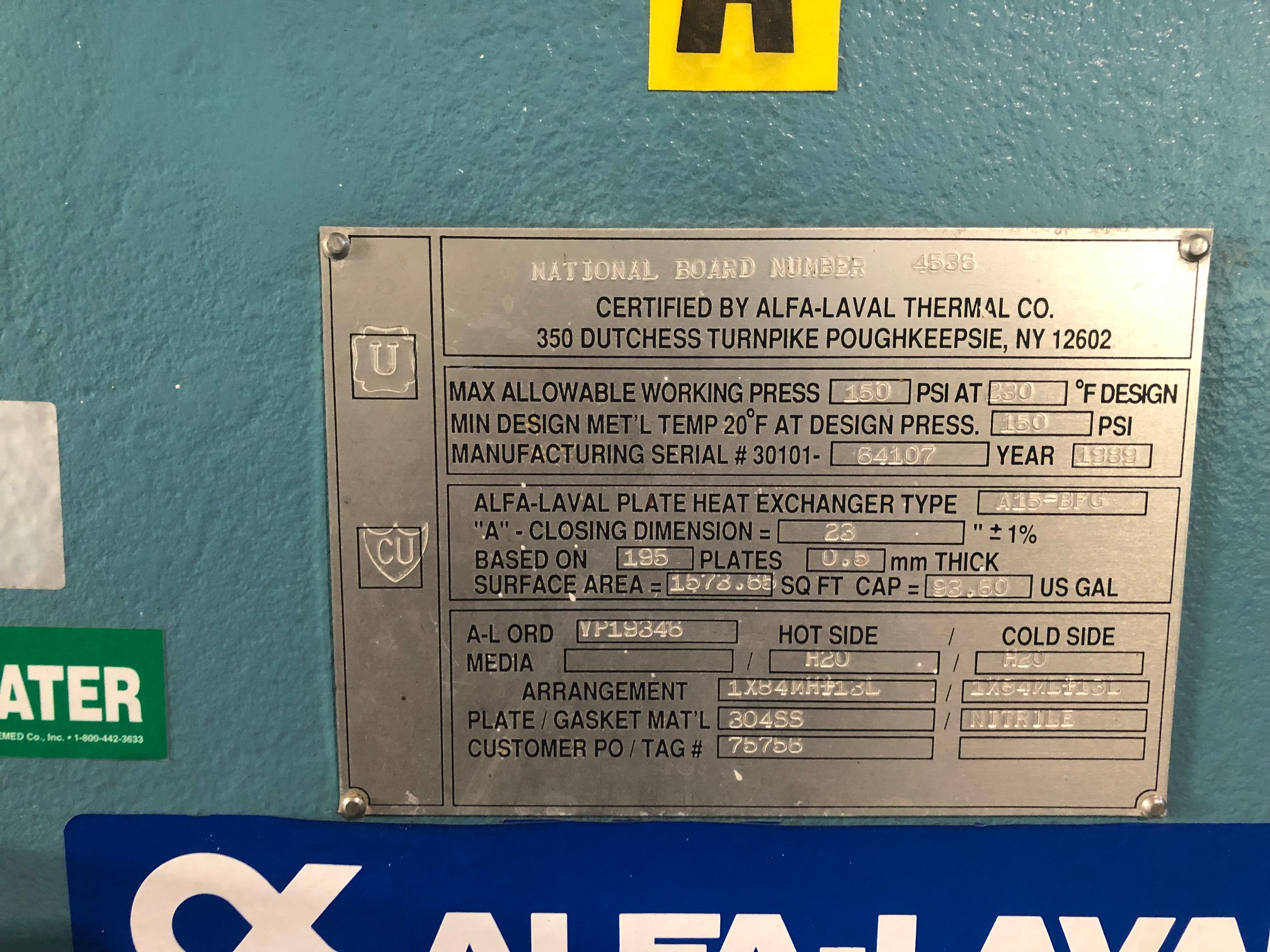  Stainless Steel 304 Plate and Frame Heat Exchanger 146.1 m² (1,573 ft²) For Sale - IPP# 213496