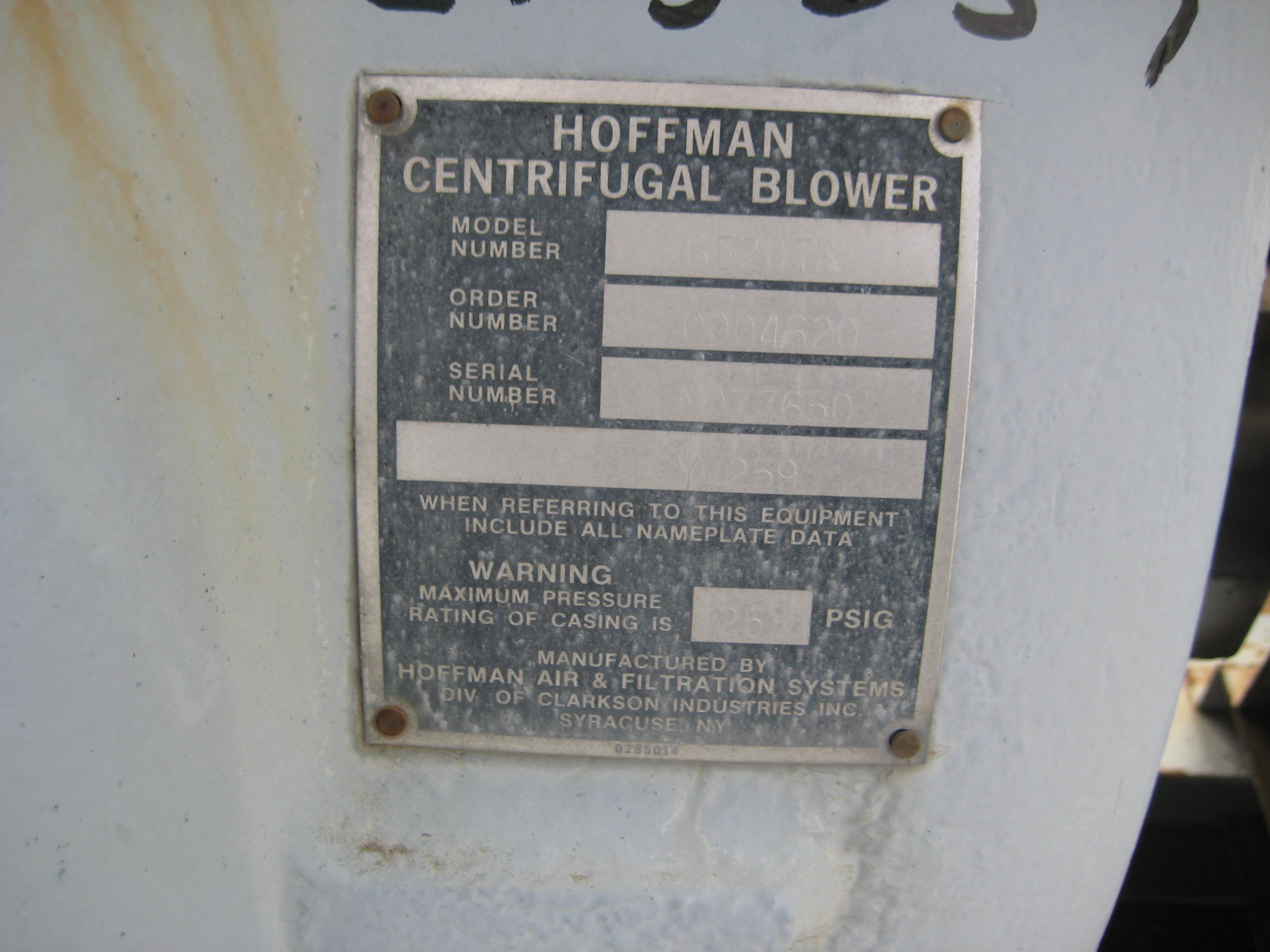  Carbon Steel  Blower 5,097 m3/h (3,000 CFM) For Sale - IPP# 213557