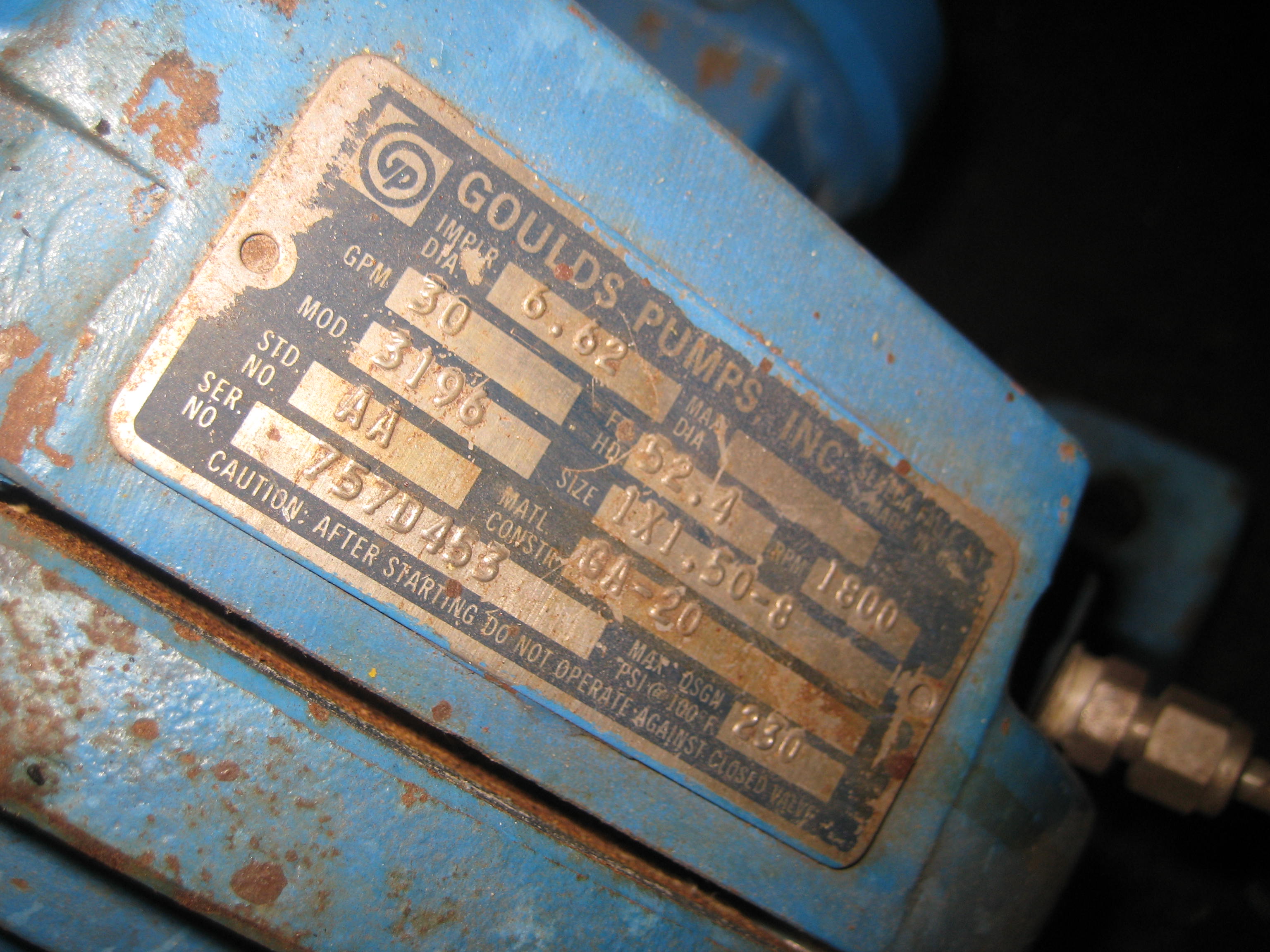 Alloy 20 Goulds ITT 3196 Centrifugal Pump - IPP# 213529