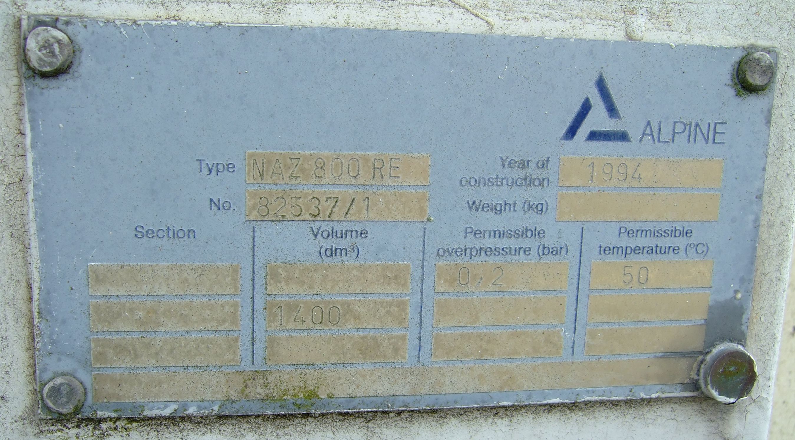Carbon Steel Alpine (Hosokawa) 800 AFG-1 Jet Pulverizer - IPP# 225220