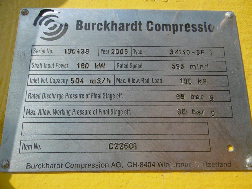 Burckhardt 3K140-3F-1 Reciprocating Compressor - IPP# 225409