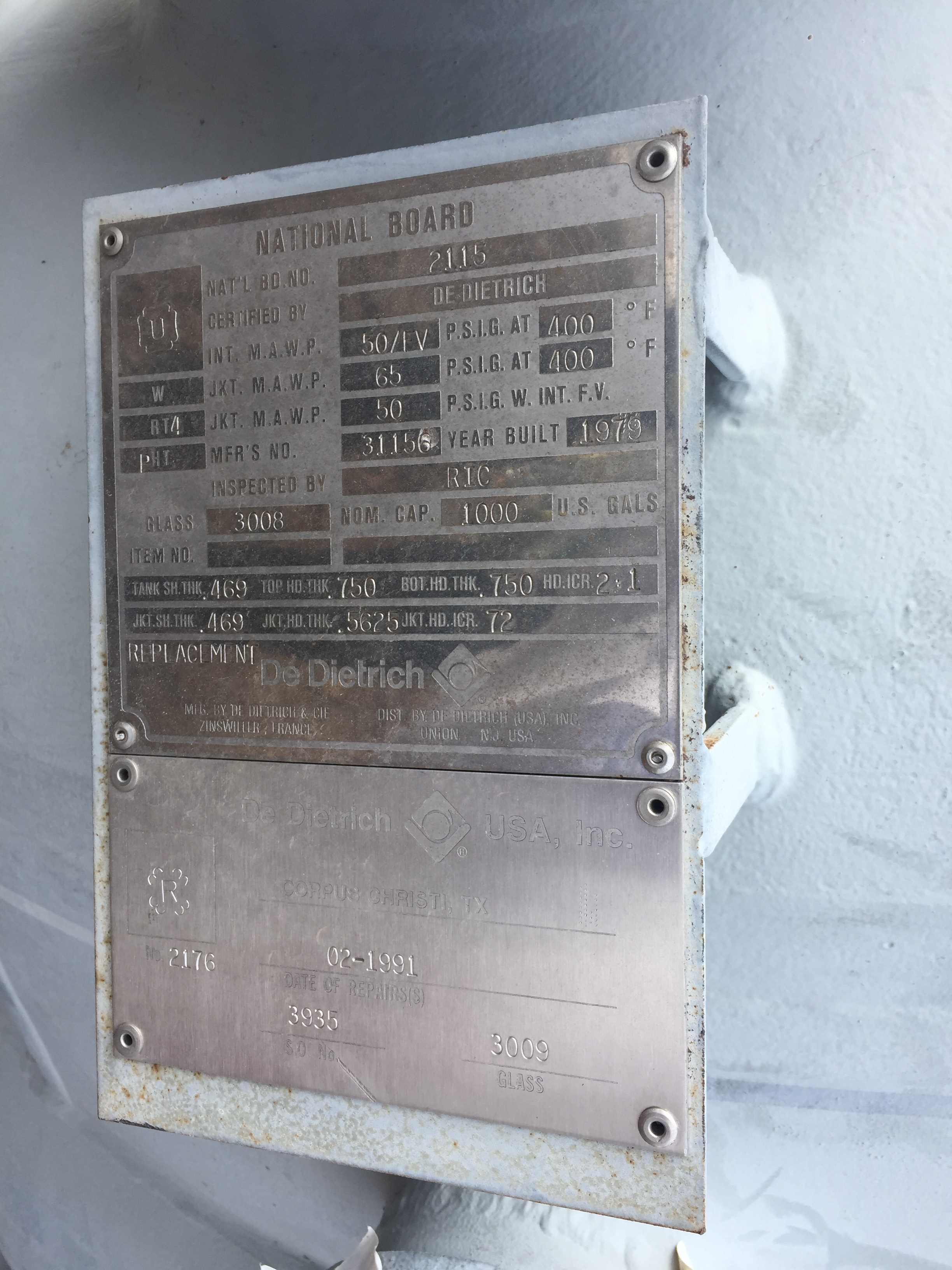 Glasslined DeDietrich Batch-Type Agitated Reactor - IPP# 228168