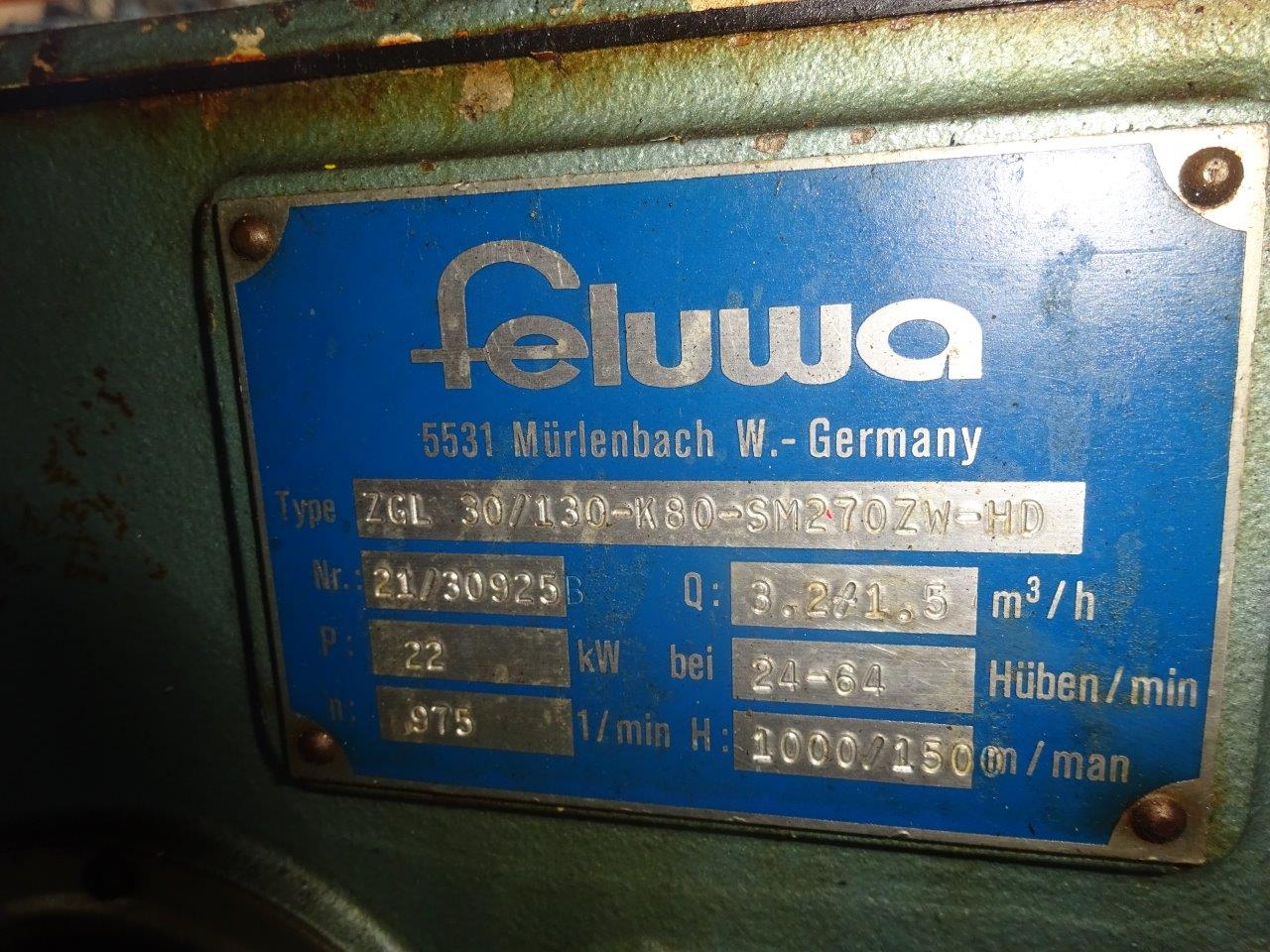 Stainless Steel Other Feluwa ZGL 30/130-K80-SM270ZW-HD Reciprocating Pump - IPP# 229109
