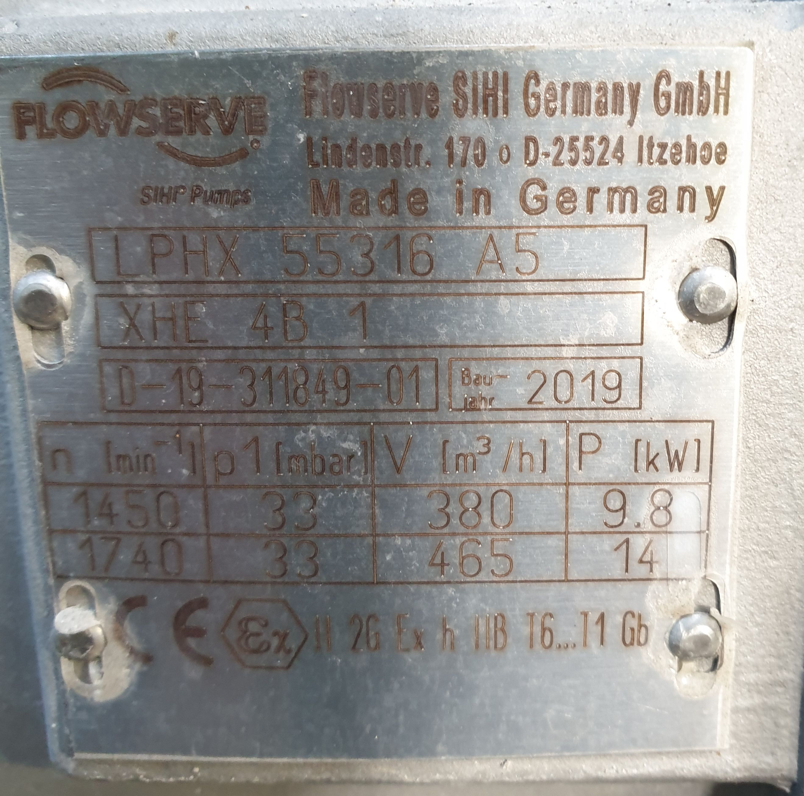   Pump-Vacuum 465 m3/h (273.7 CFM) Stainless Steel 316 For Sale - IPP# 229449