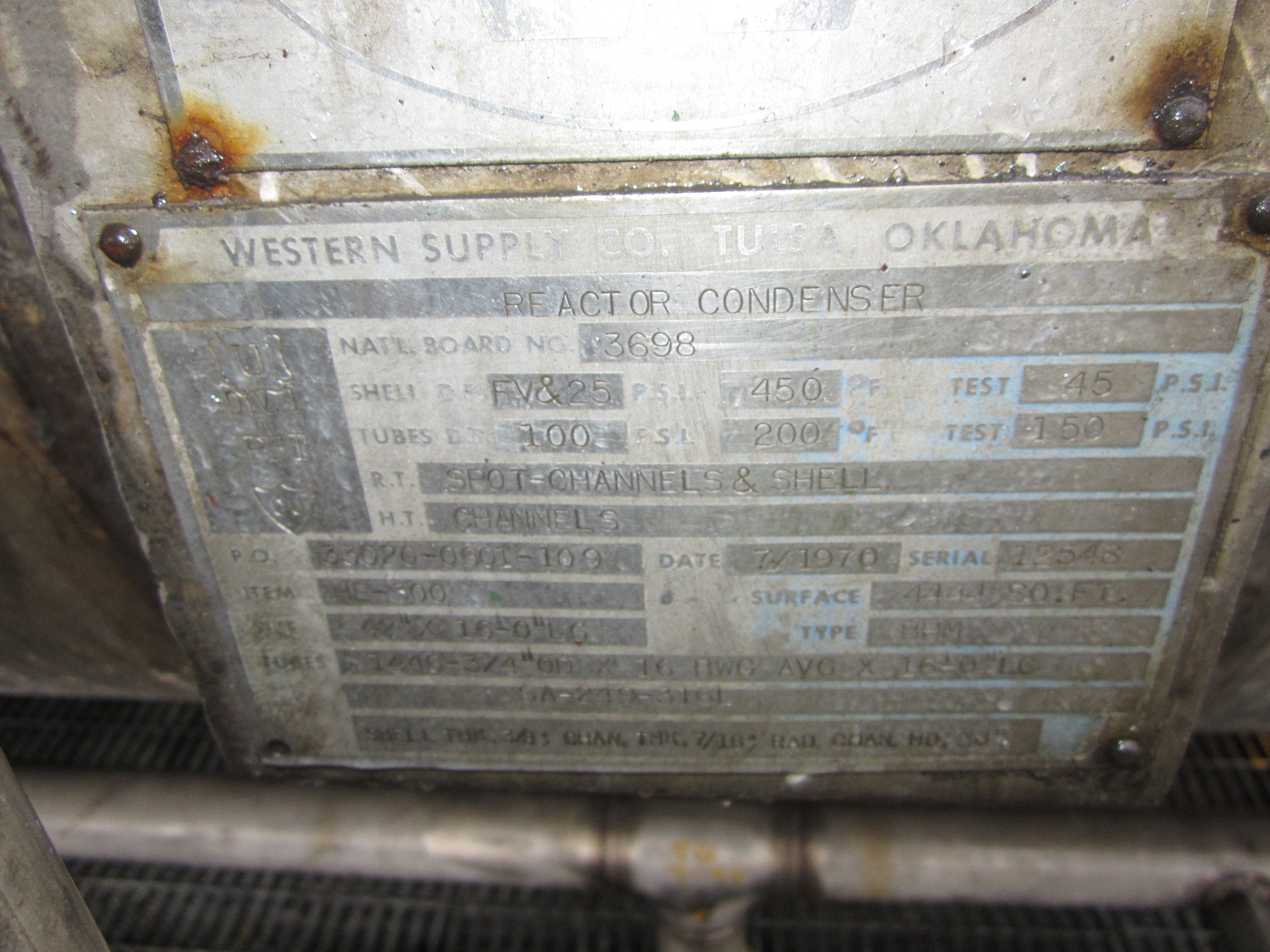 Stainless Steel 316 Western Supply BHM Shell and Tube Heat Exchanger - IPP# 220162