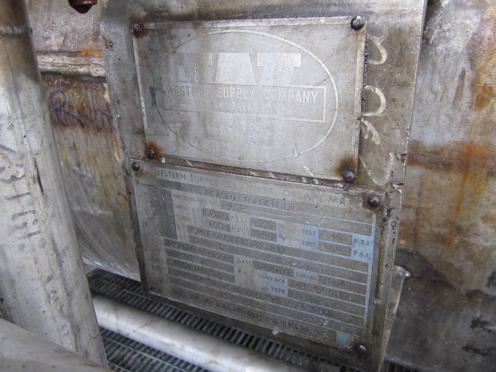 Stainless Steel 316 Western Supply BHM Shell and Tube Heat Exchanger - IPP# 220162