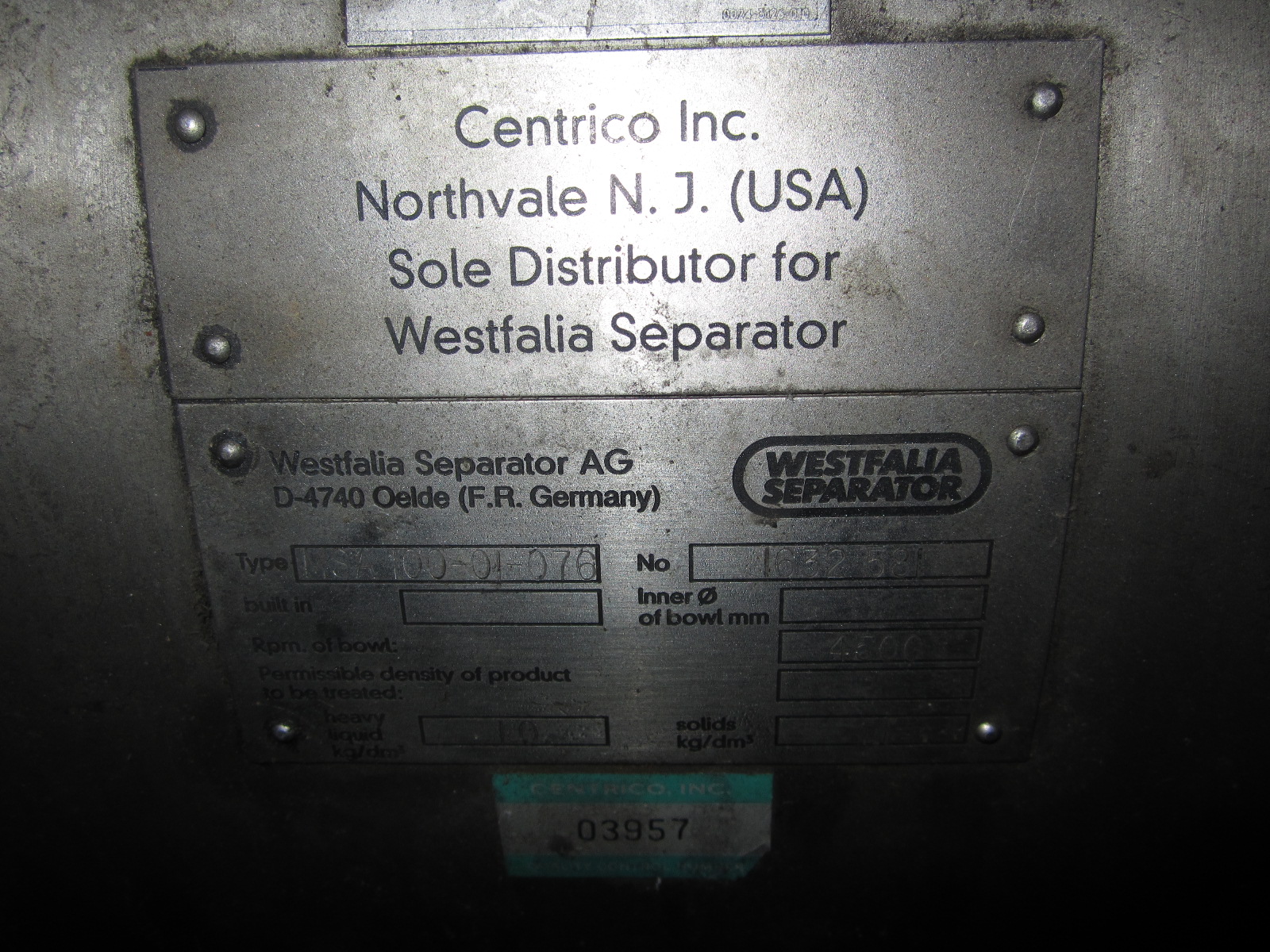 Stainless Steel 316 Westfalia MSA100-01-076 Centrifuge-Disc Bowl - IPP# 220187