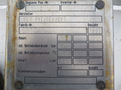 Stainless Steel Austenitic ADF Apparatebau GmbH  Tank - IPP# 220559
