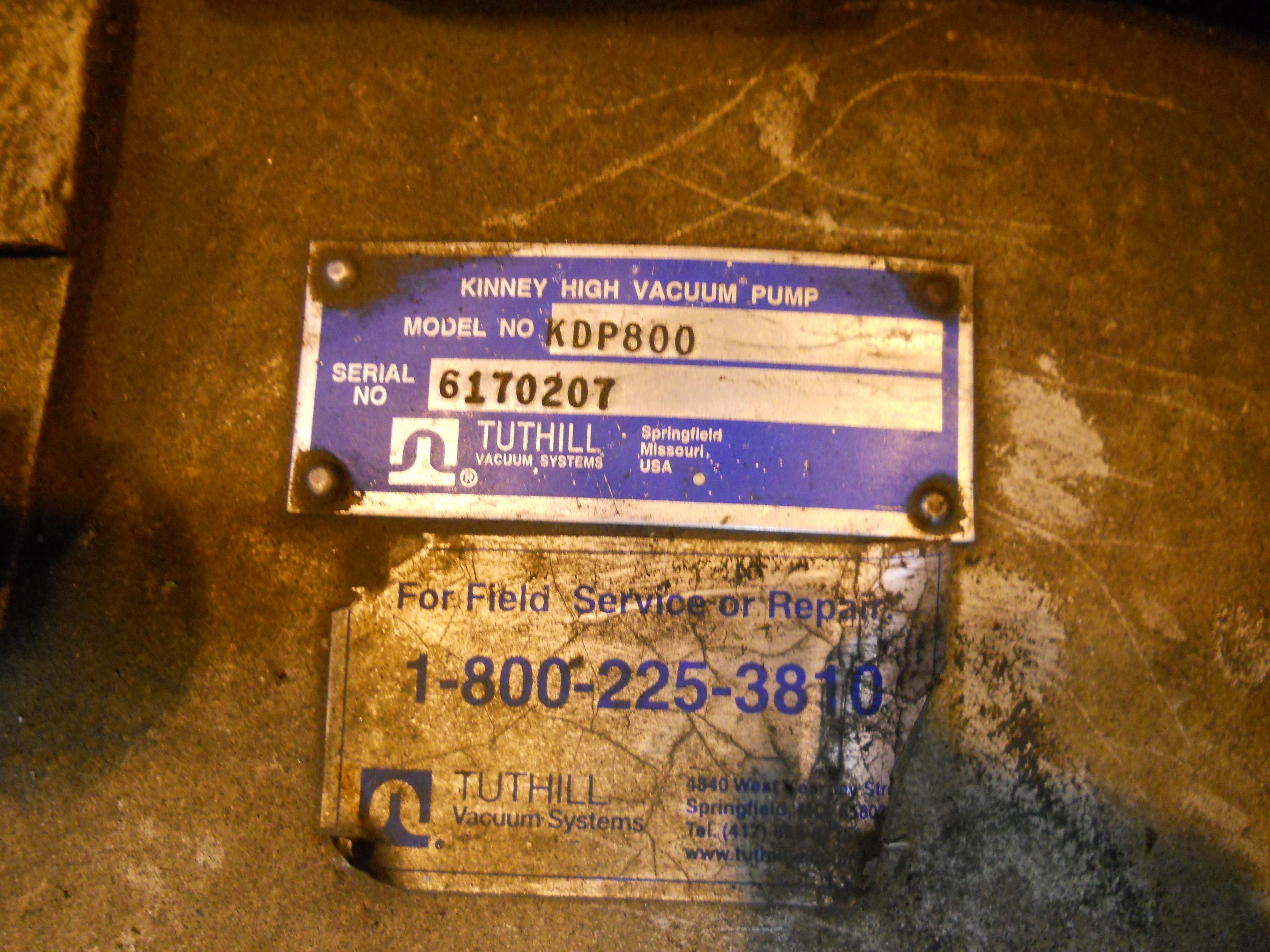 Carbon Steel Kinney/Tuthill KDP-800 Pump-Vacuum - IPP# 221283