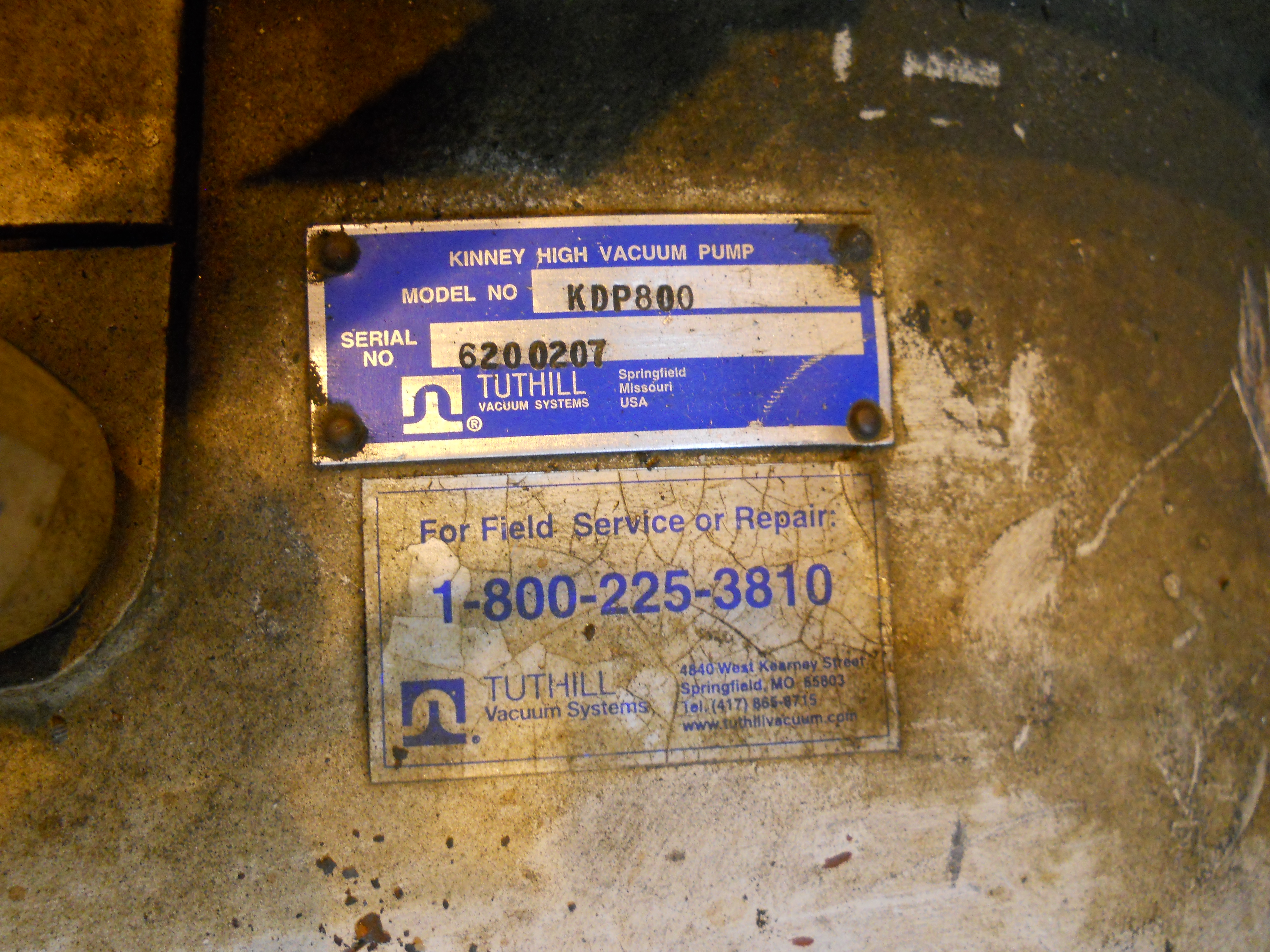 Carbon Steel Kinney/Tuthill KDP-800 Pump-Vacuum - IPP# 221214