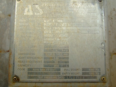 Hastelloy - C276 Clad Aguilar y Salas SA  Tank - IPP# 221639