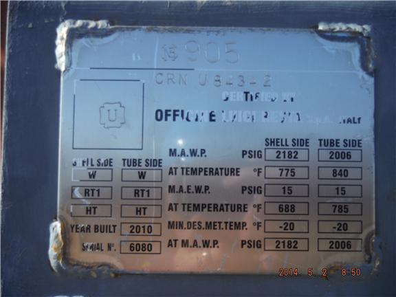 Unused Stainless Steel 321 Clad Shell and Tube Heat Exchanger - IPP# 222146