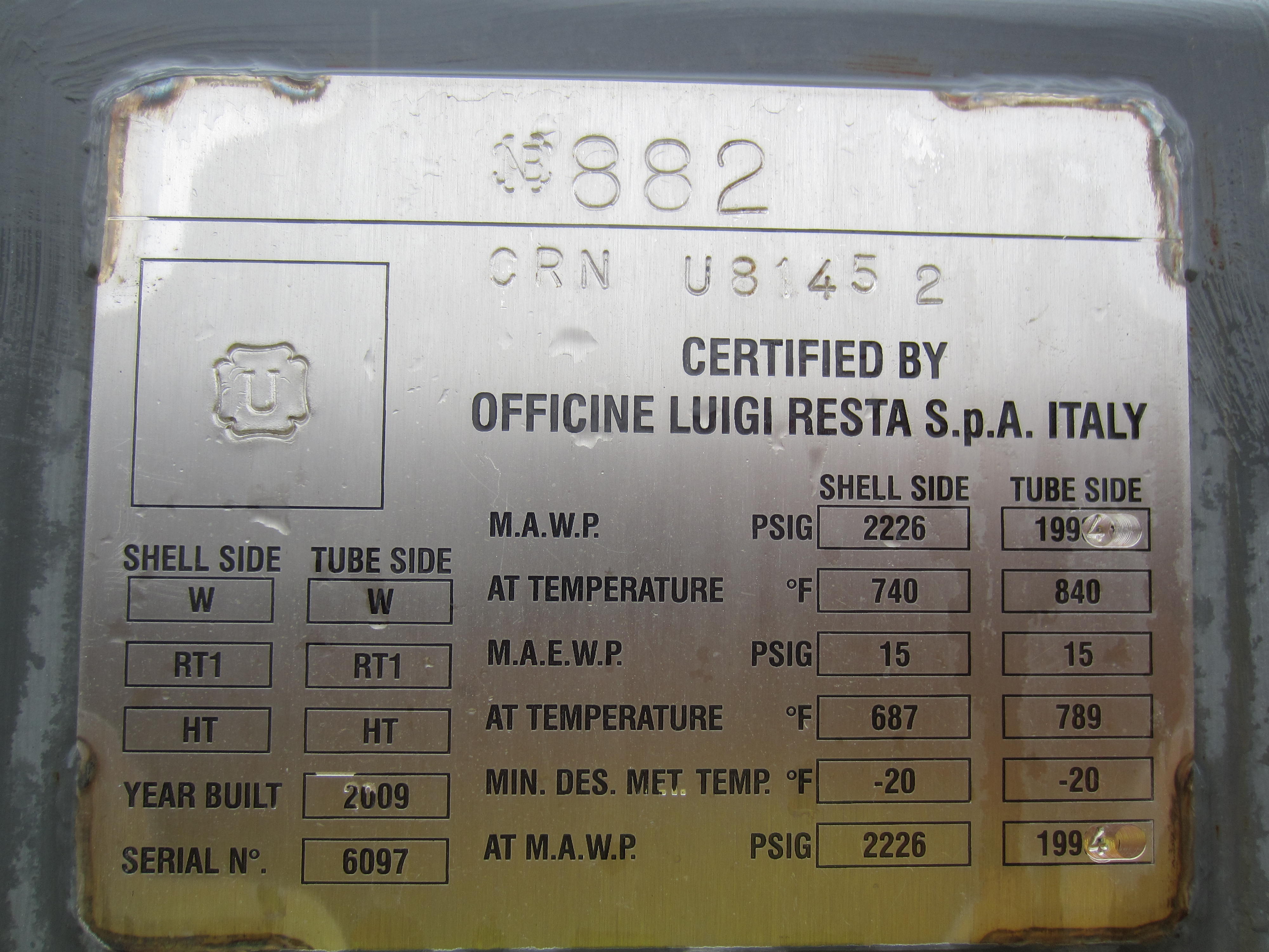 Unused Stainless Steel 321 Clad Shell and Tube Heat Exchanger - IPP# 222148