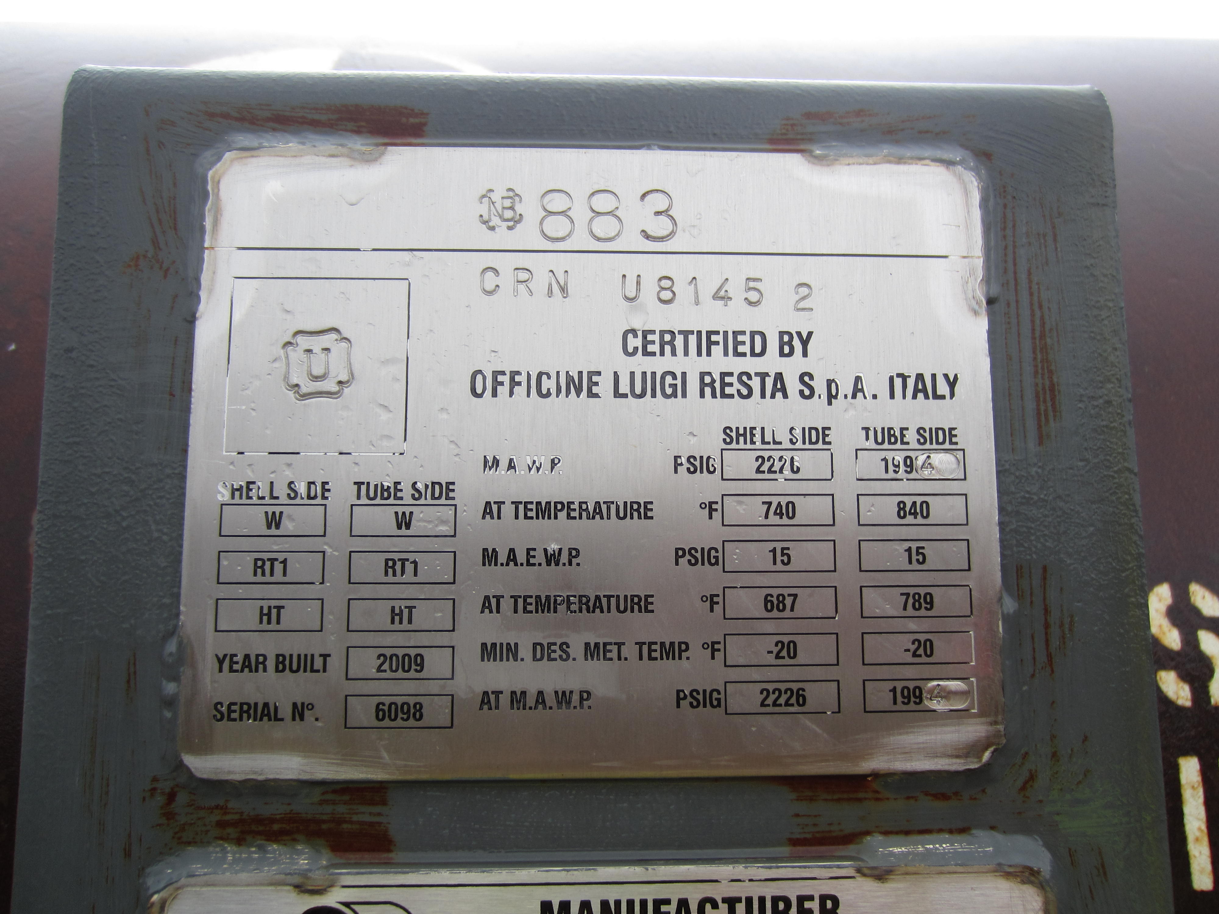 Unused Stainless Steel 321 Shell and Tube Heat Exchanger - IPP# 222196