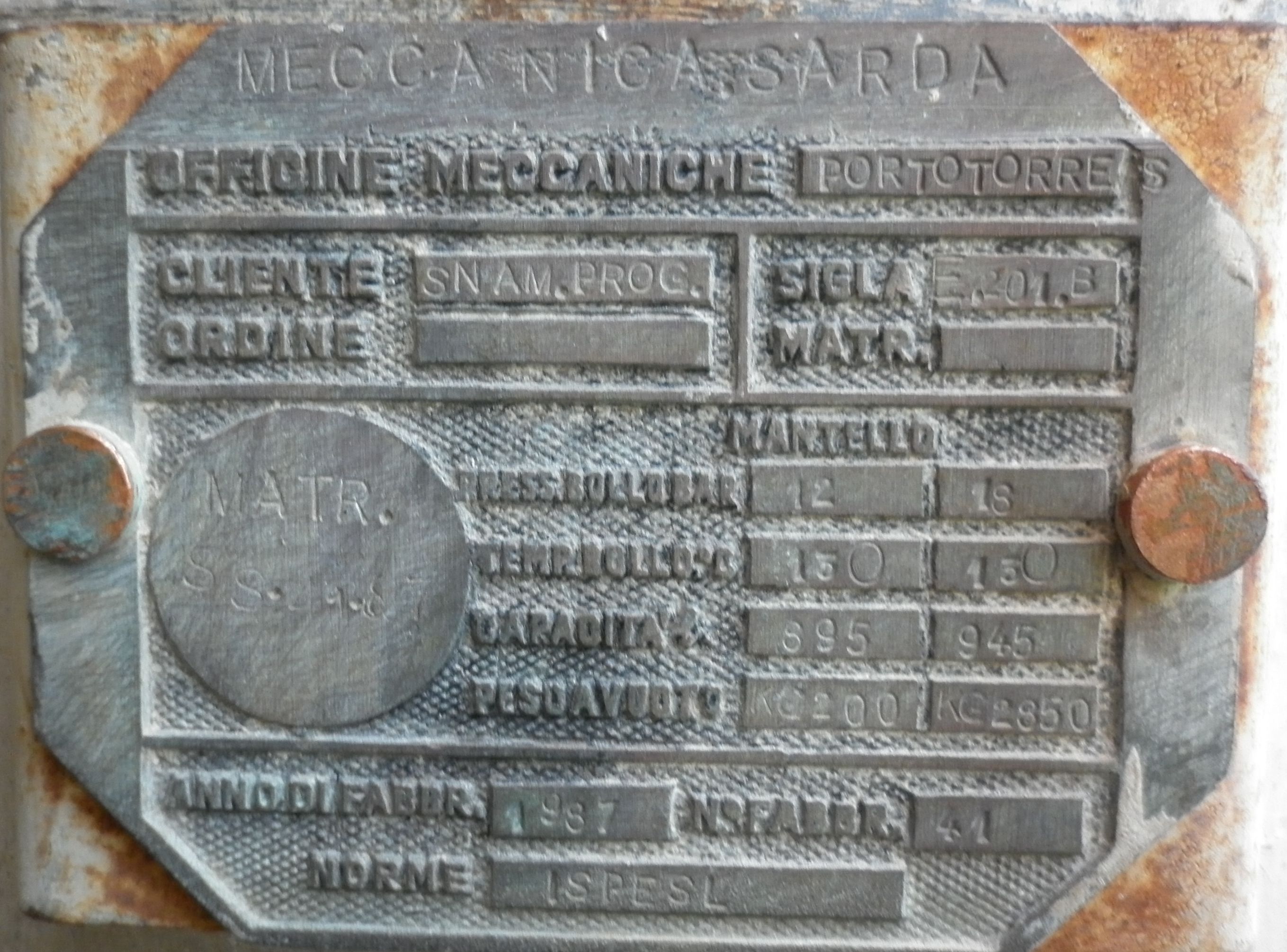 Stainless Steel 316 Clad Mechanica Sarda BEM Shell and Tube Heat Exchanger - IPP# 222661