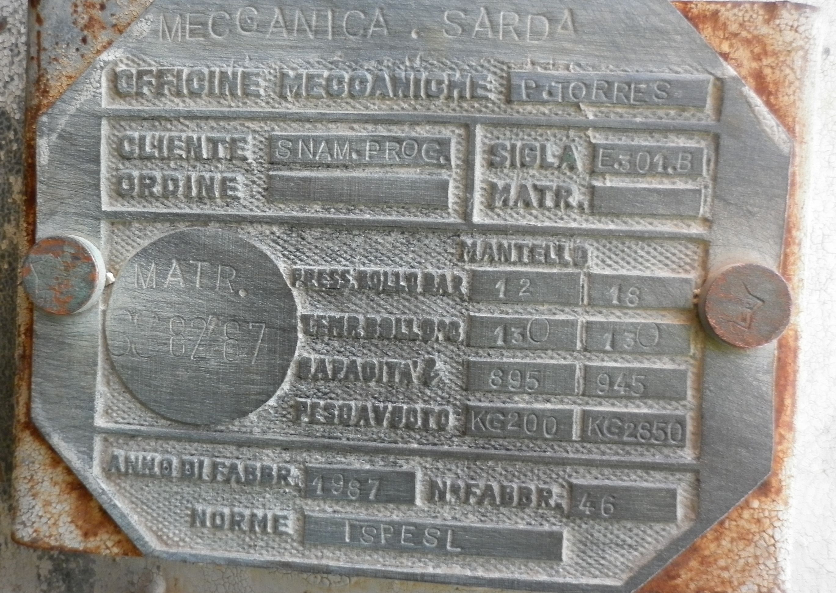 Stainless Steel 316 Mechanica Sarda BEM Shell and Tube Heat Exchanger - IPP# 222669