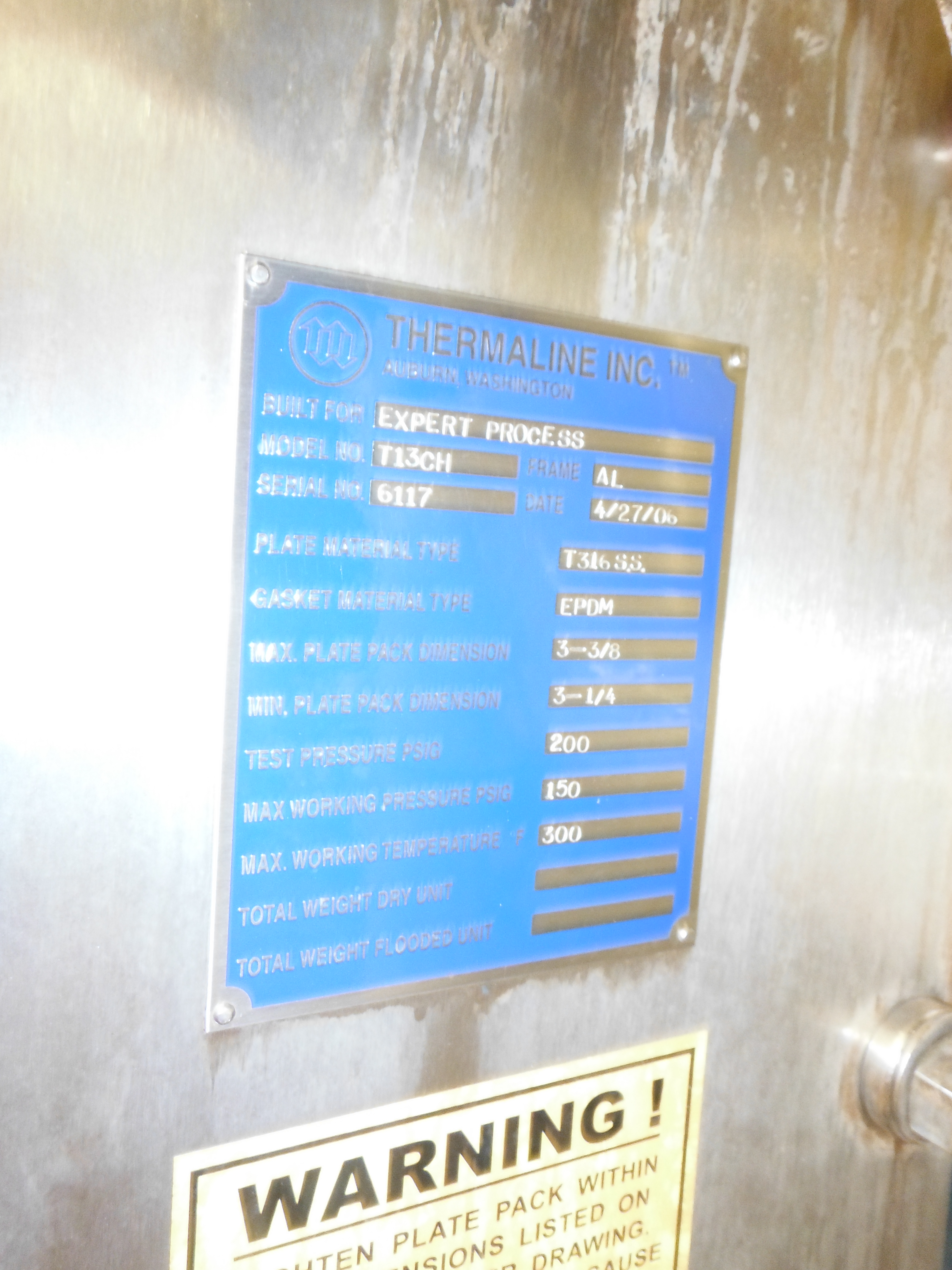 Stainless Steel 316 Thermaline T-13 Plate and Frame Heat Exchanger - IPP# 223102