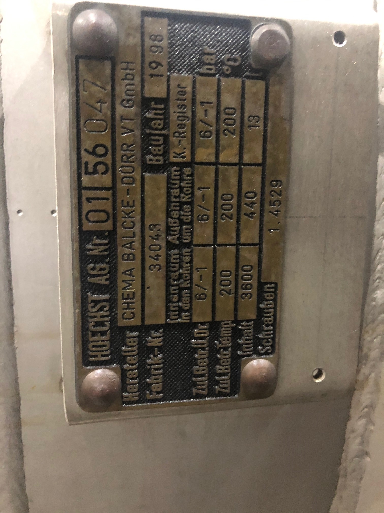 AL-6XN Chema Balke Dürr GmbH Batch-Type Agitated Reactor - IPP# 235800