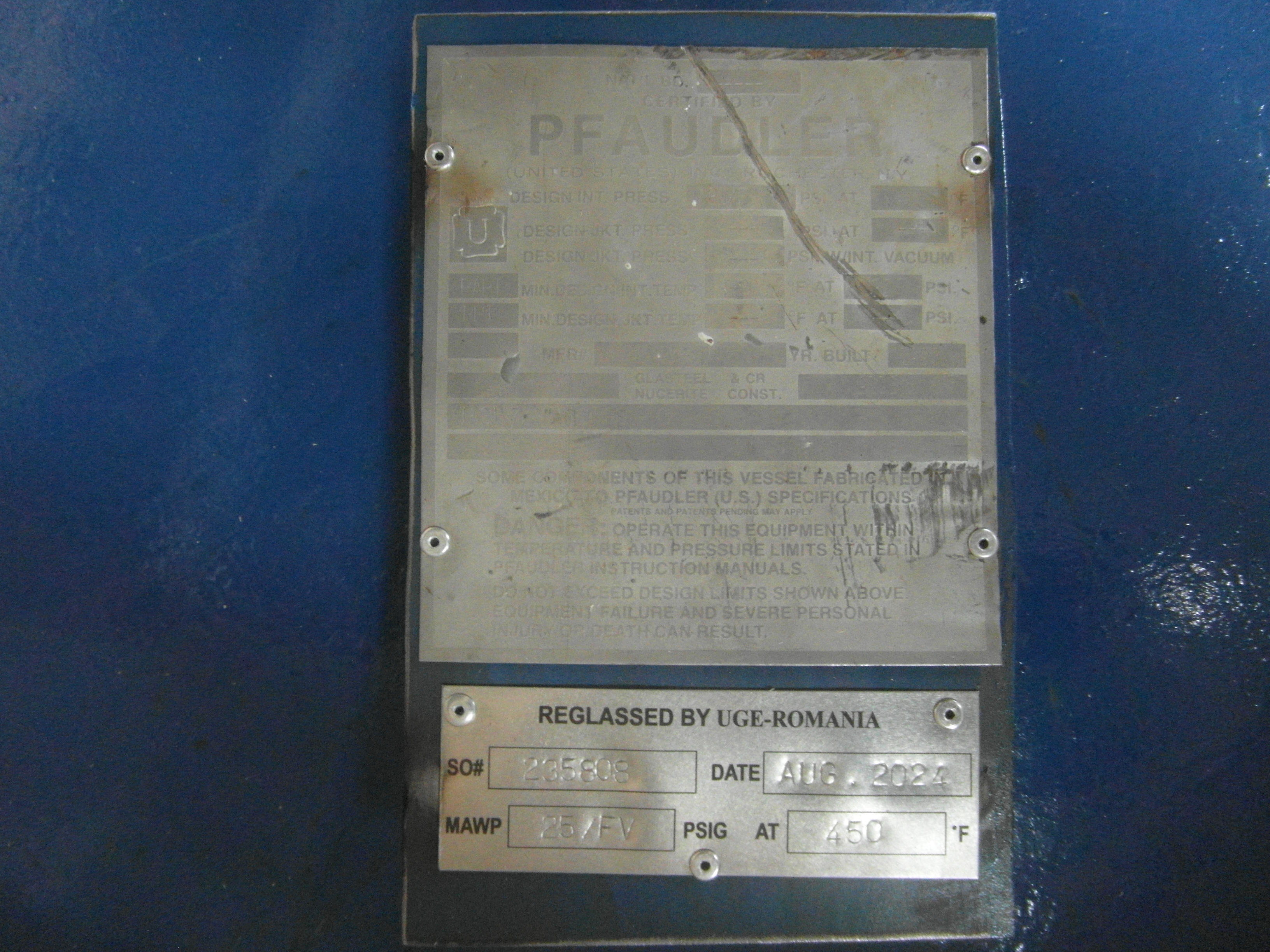 Glasslined Pfaudler ELL Series Main Cover Glass Lined Parts - IPP# 235808