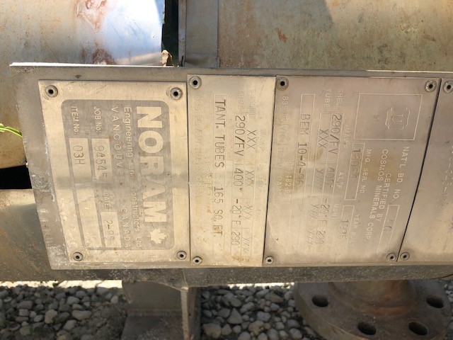Tantalum tubes, 316L SS,  Cosmos Metallurgical, Shell and Tube Heat Exchanger - IPP# 238360