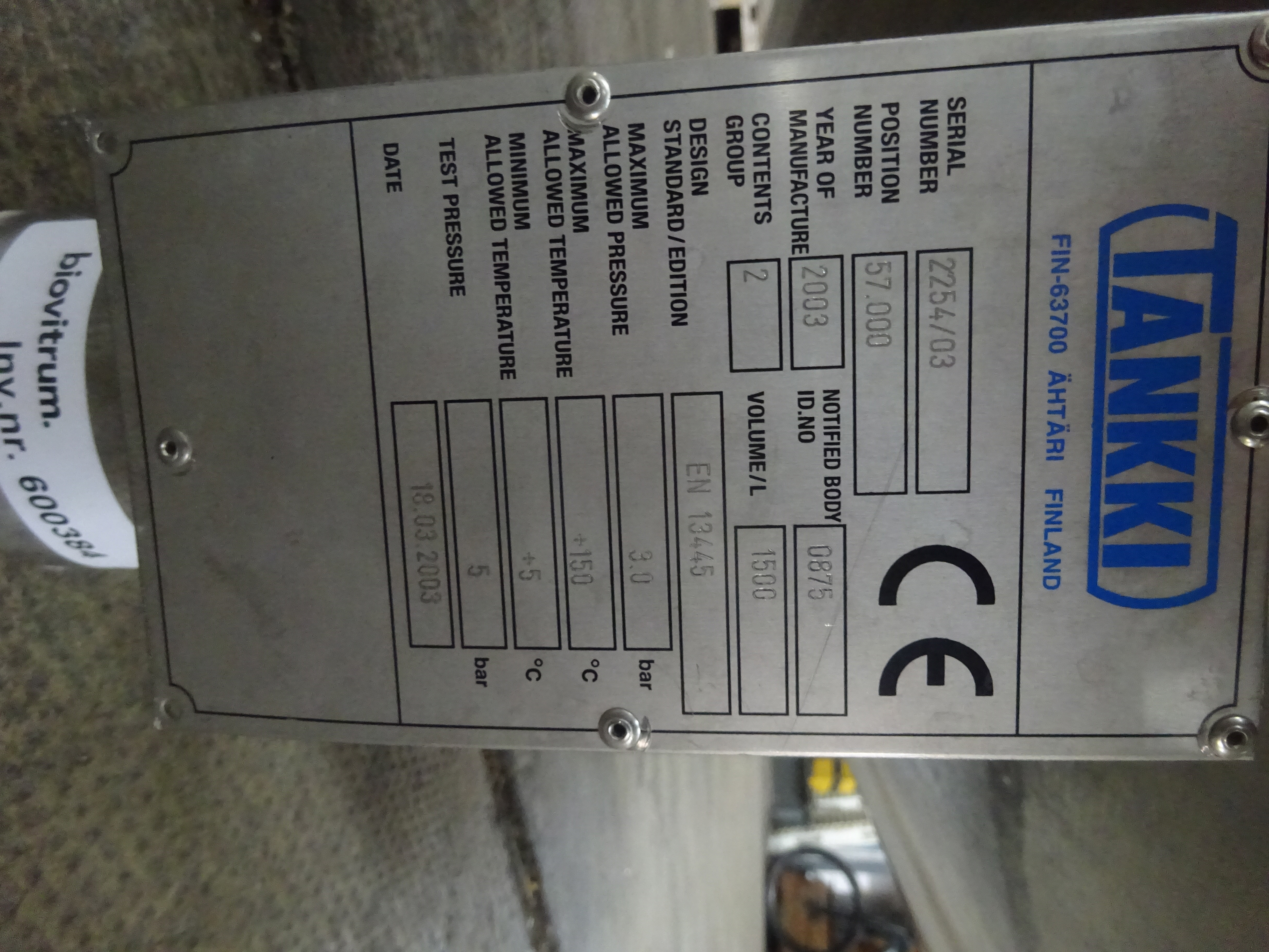 Stainless Steel 316L Tankki OY Tank - IPP# 239319