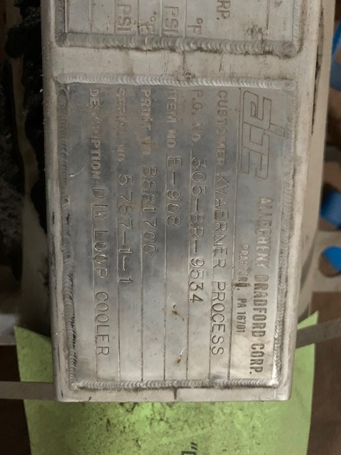 Stainless Steel 316 Allegheny Bradford Corp. Shell and Tube Heat Exchanger - IPP# 230571