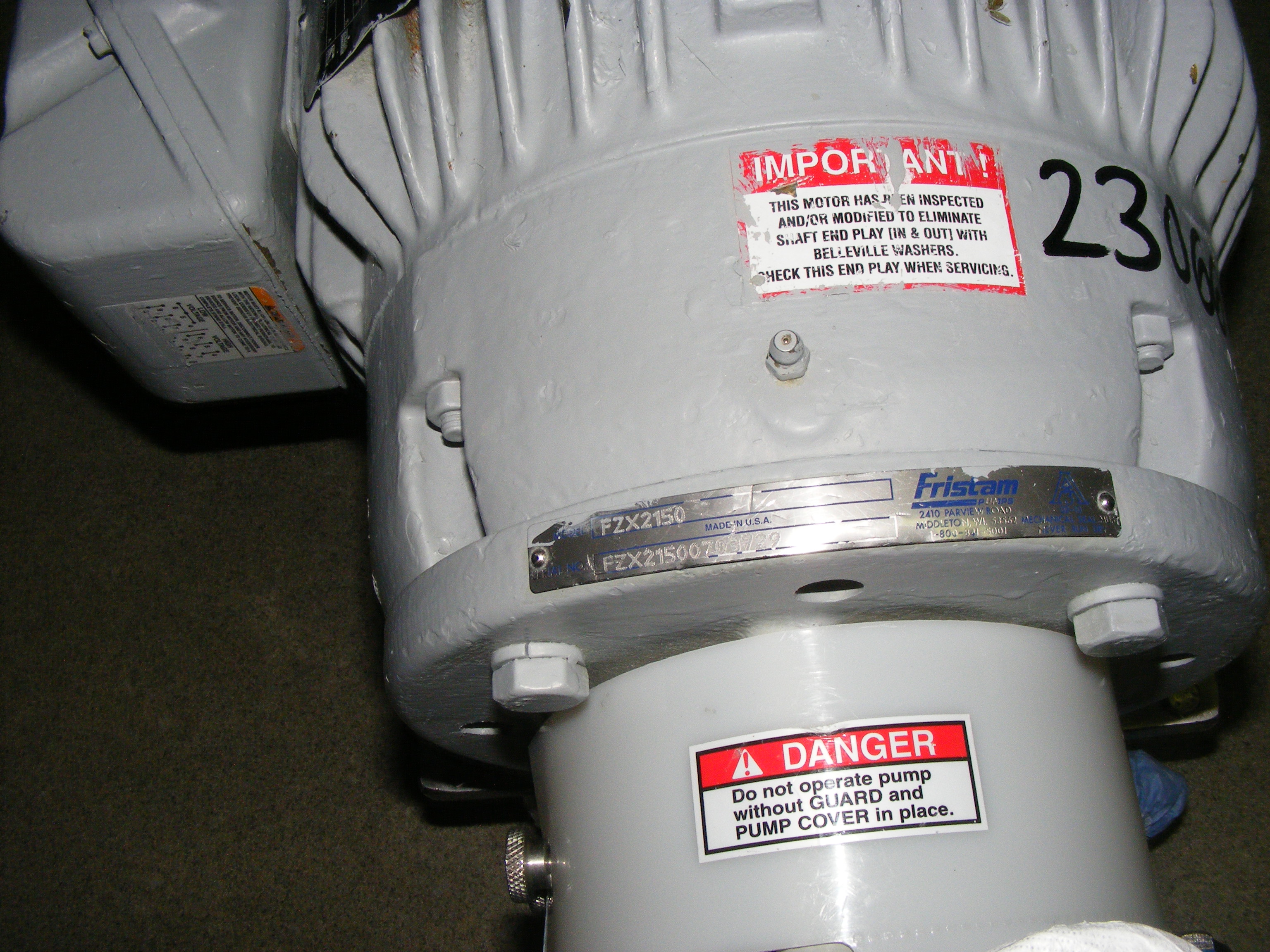 Stainless Steel 316 Fristam FZX2150 Centrifugal Pump - IPP# 230669