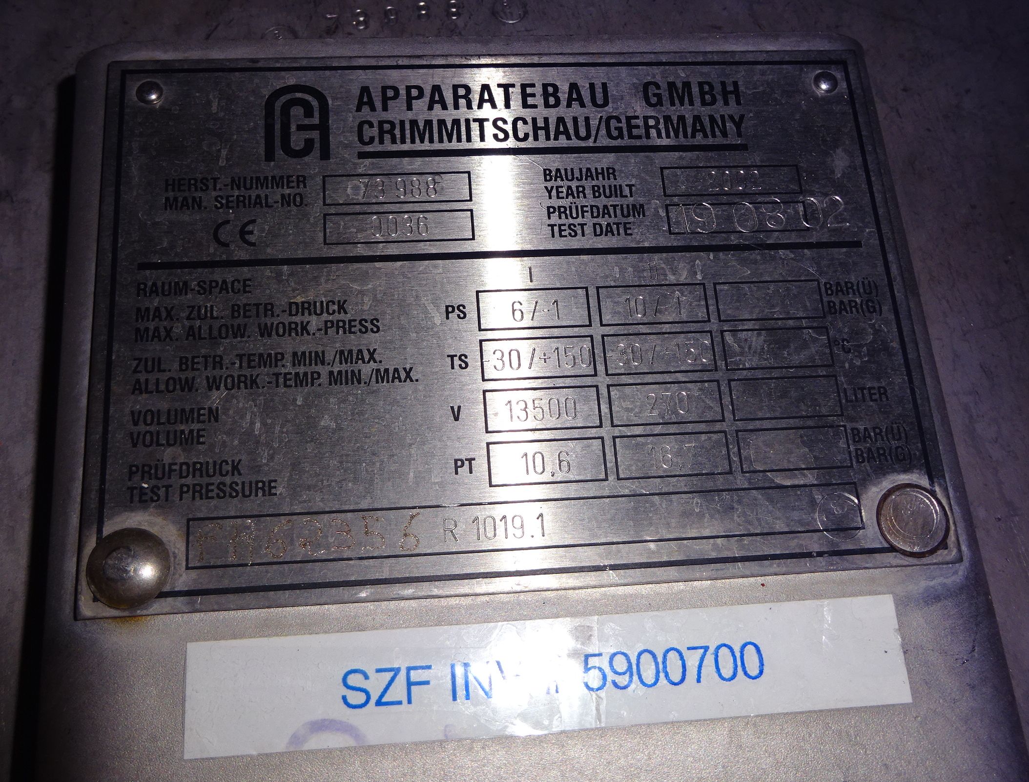 Stainless Steel Austenitic Crimmitischau Batch-Type Agitated Reactor - IPP# 231083