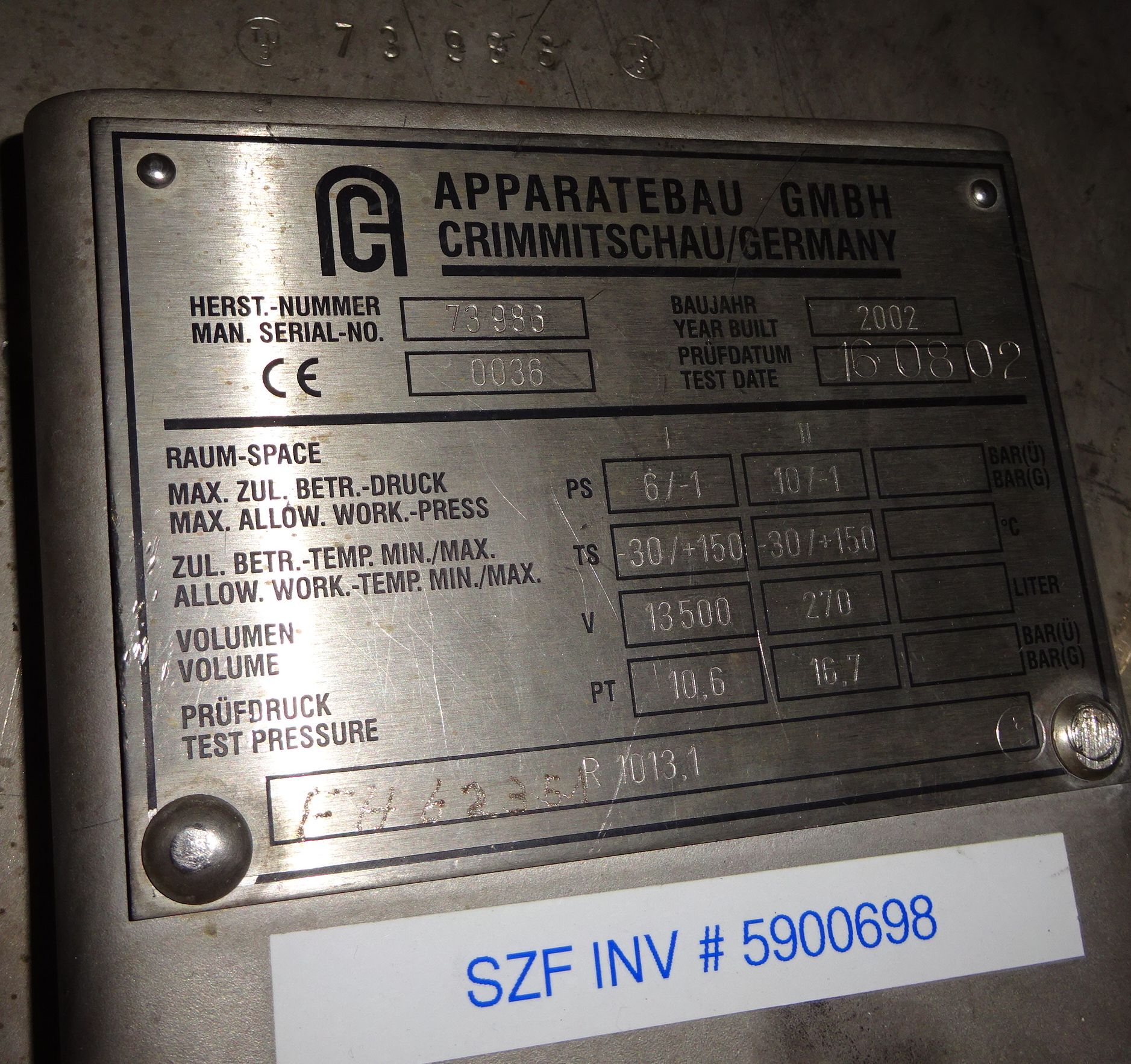 Stainless Steel Austenitic Crimmitischau Batch-Type Agitated Reactor - IPP# 231082