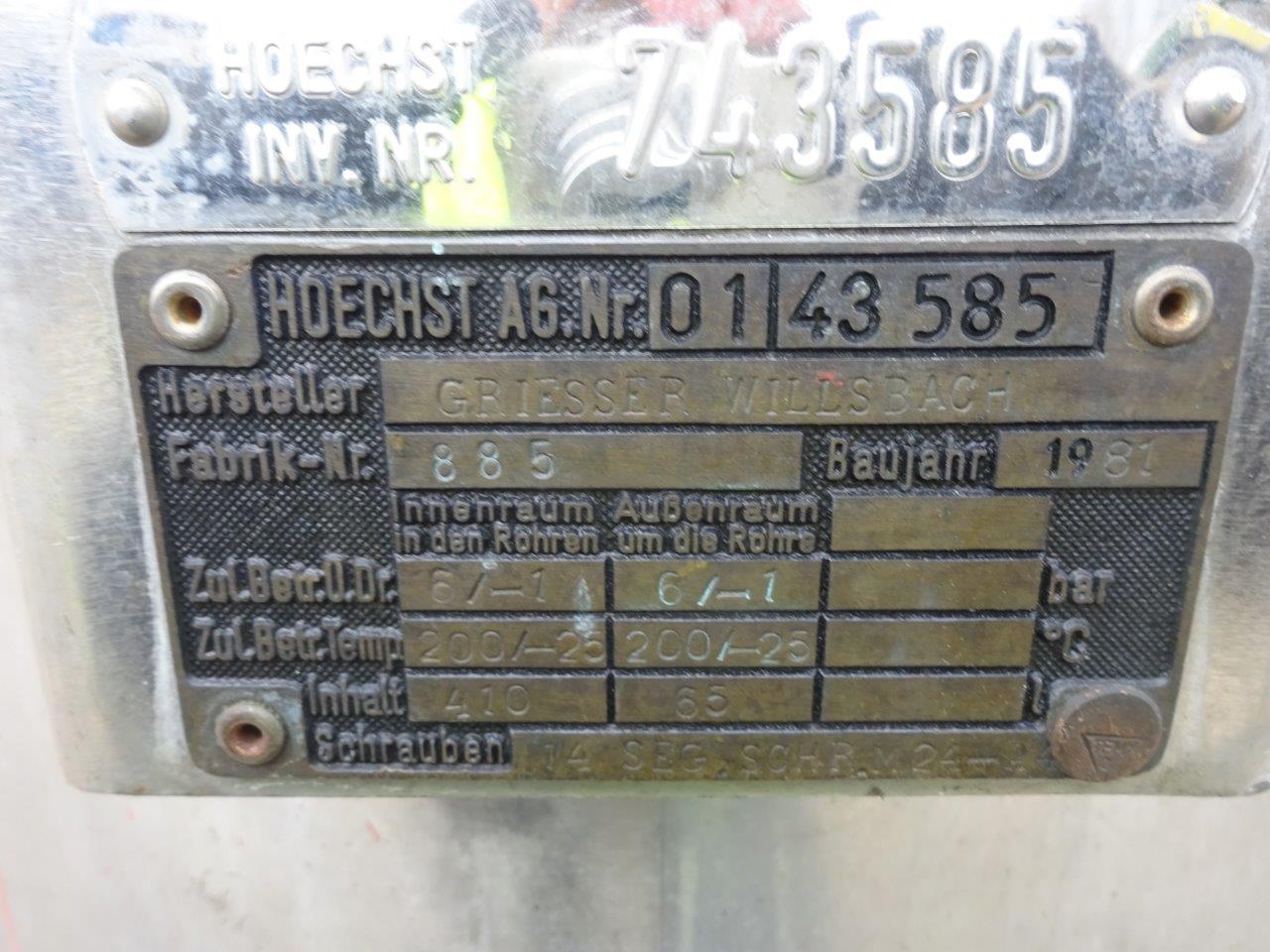 Stainless Steel Austenitic Schenck BSH 600 Pressure Leaf Filter - IPP# 231138