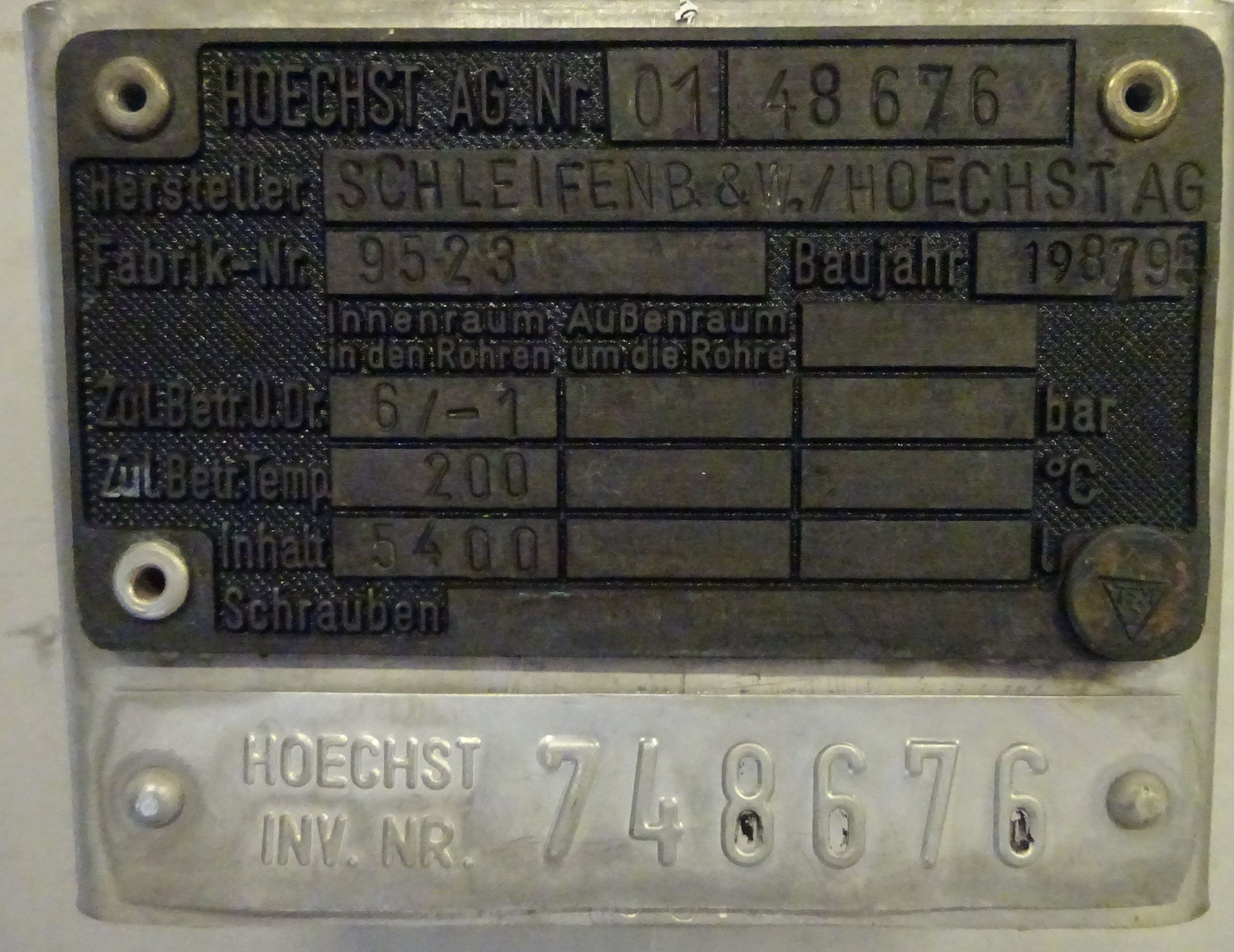 Stainless Steel 316Ti Schleifenbaum & Weber KG Tank - IPP# 231257