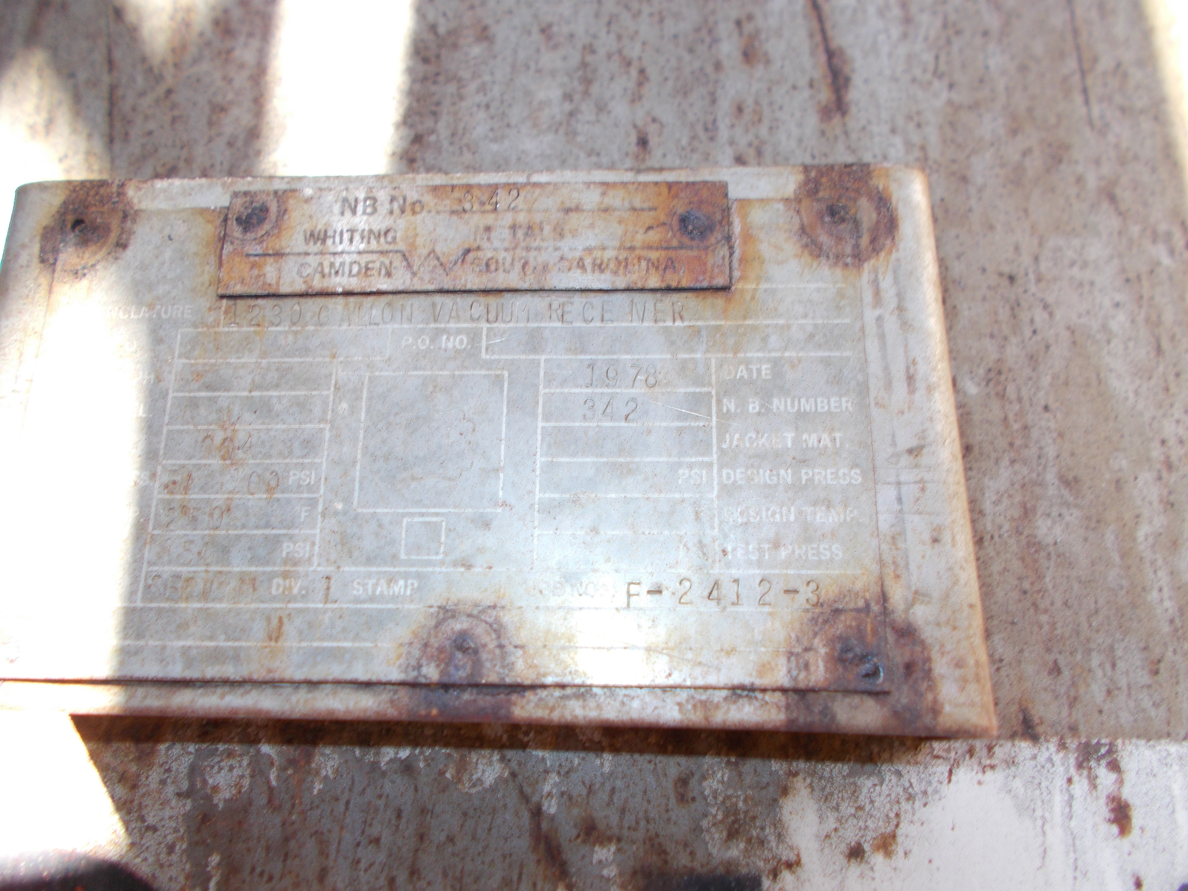 Stainless Steel 304 Whiting Metals, Inc. Tank - IPP# 232093