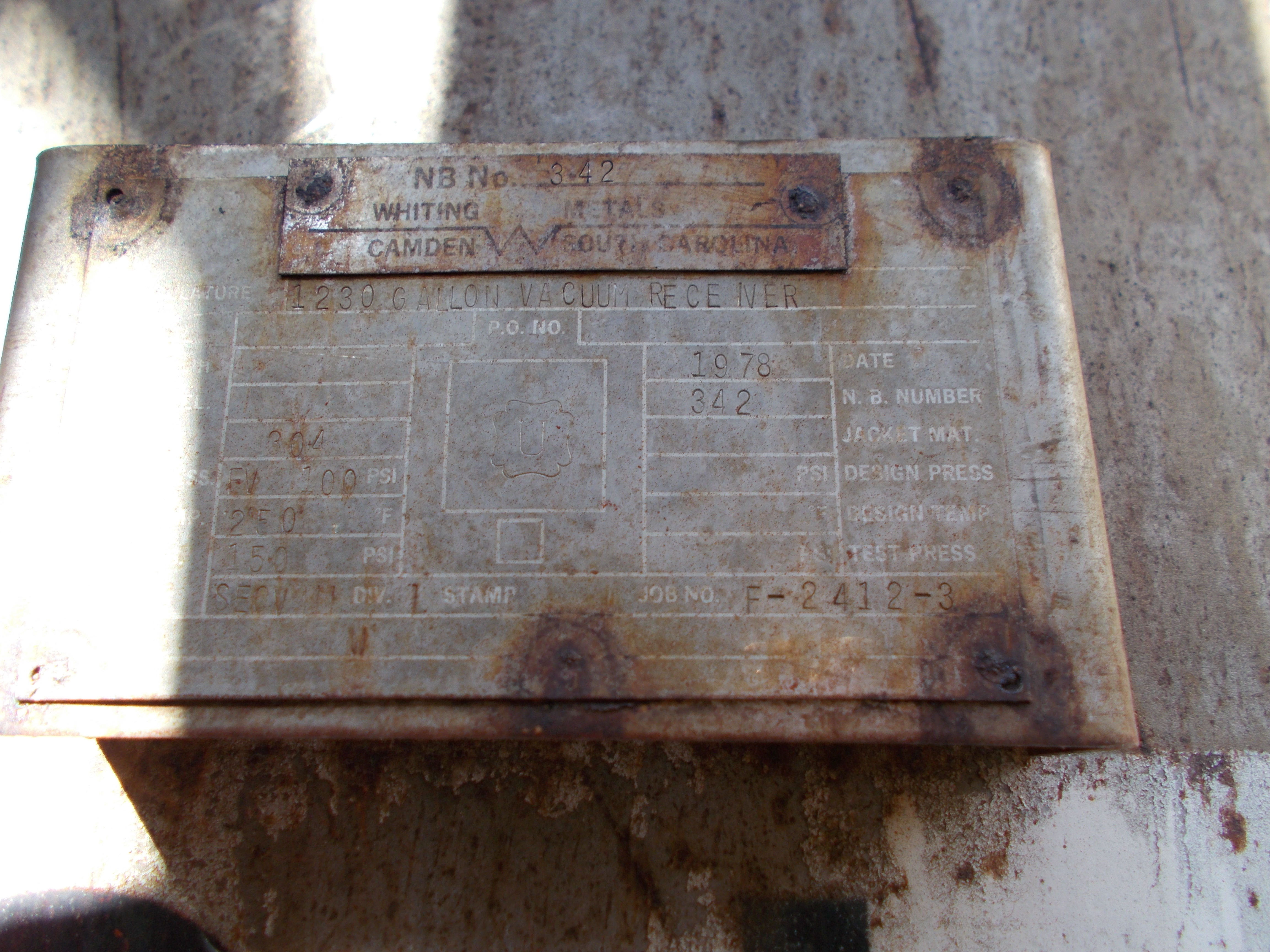 Stainless Steel 304 Whiting Metals, Inc. Tank - IPP# 232093