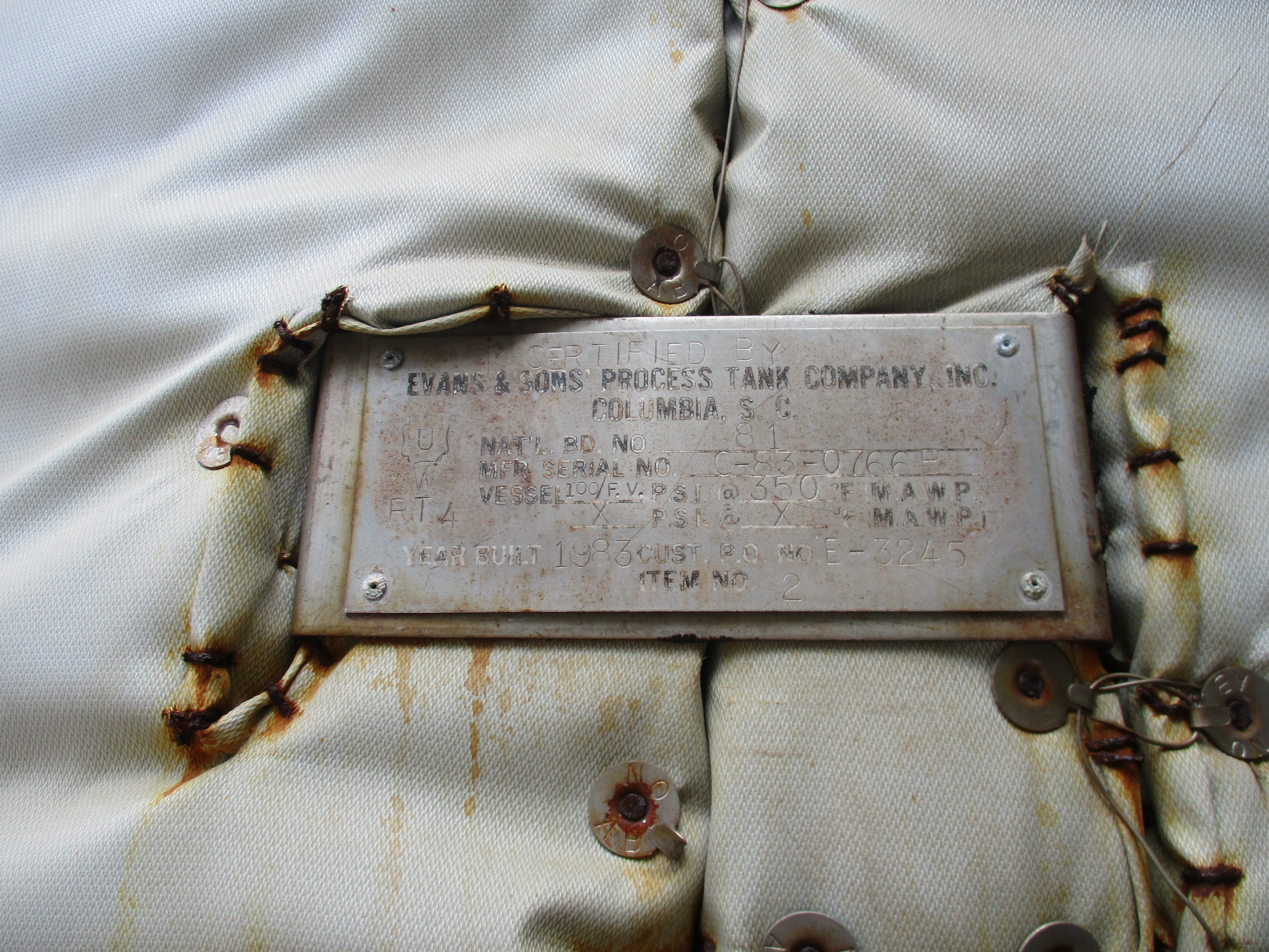 Stainless Steel 304 Evans & Sons Tank - IPP# 232018