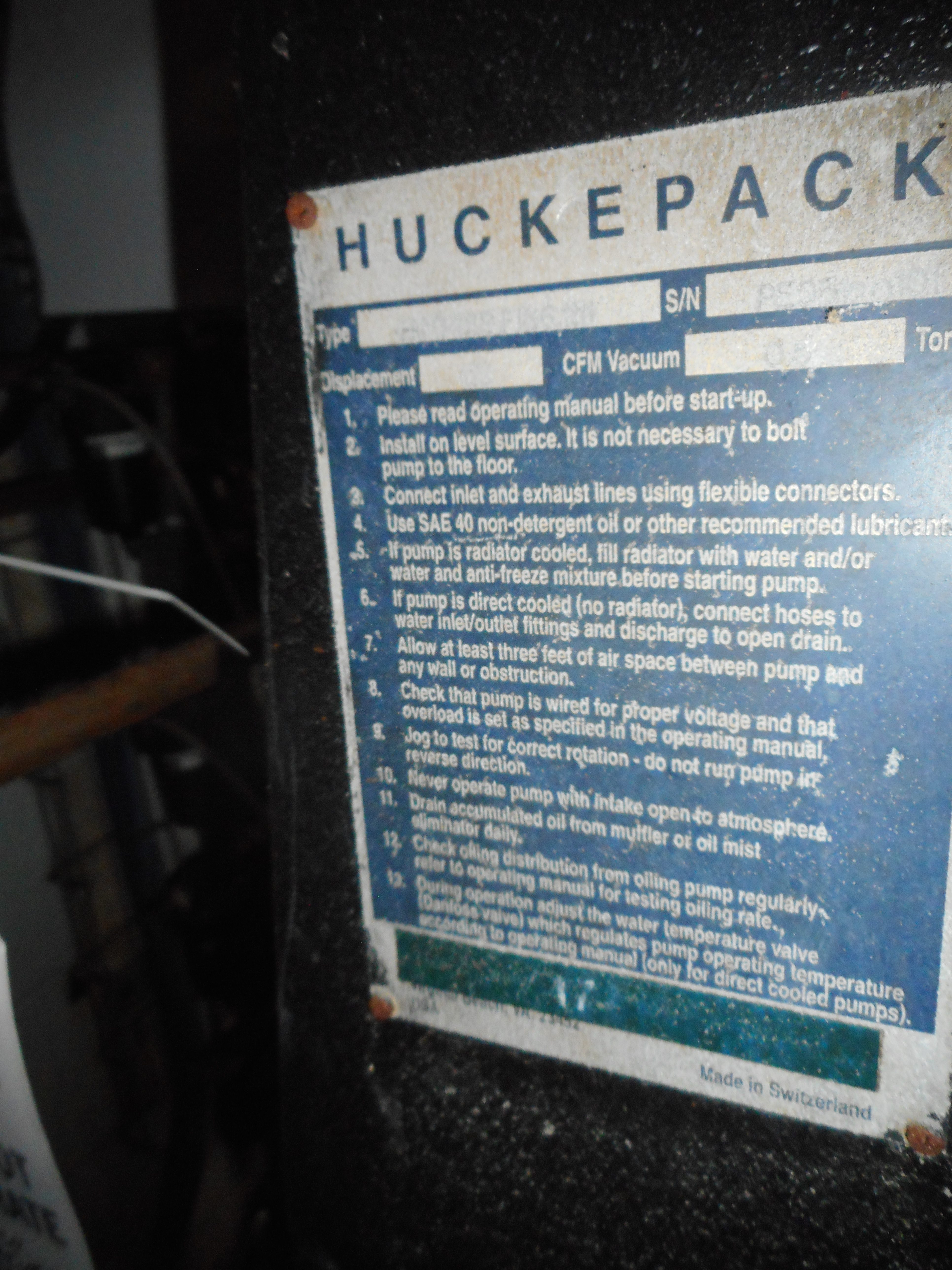 Carbon Steel Huckepack H00429.F156.1111 Pump-Vacuum - IPP# 233029