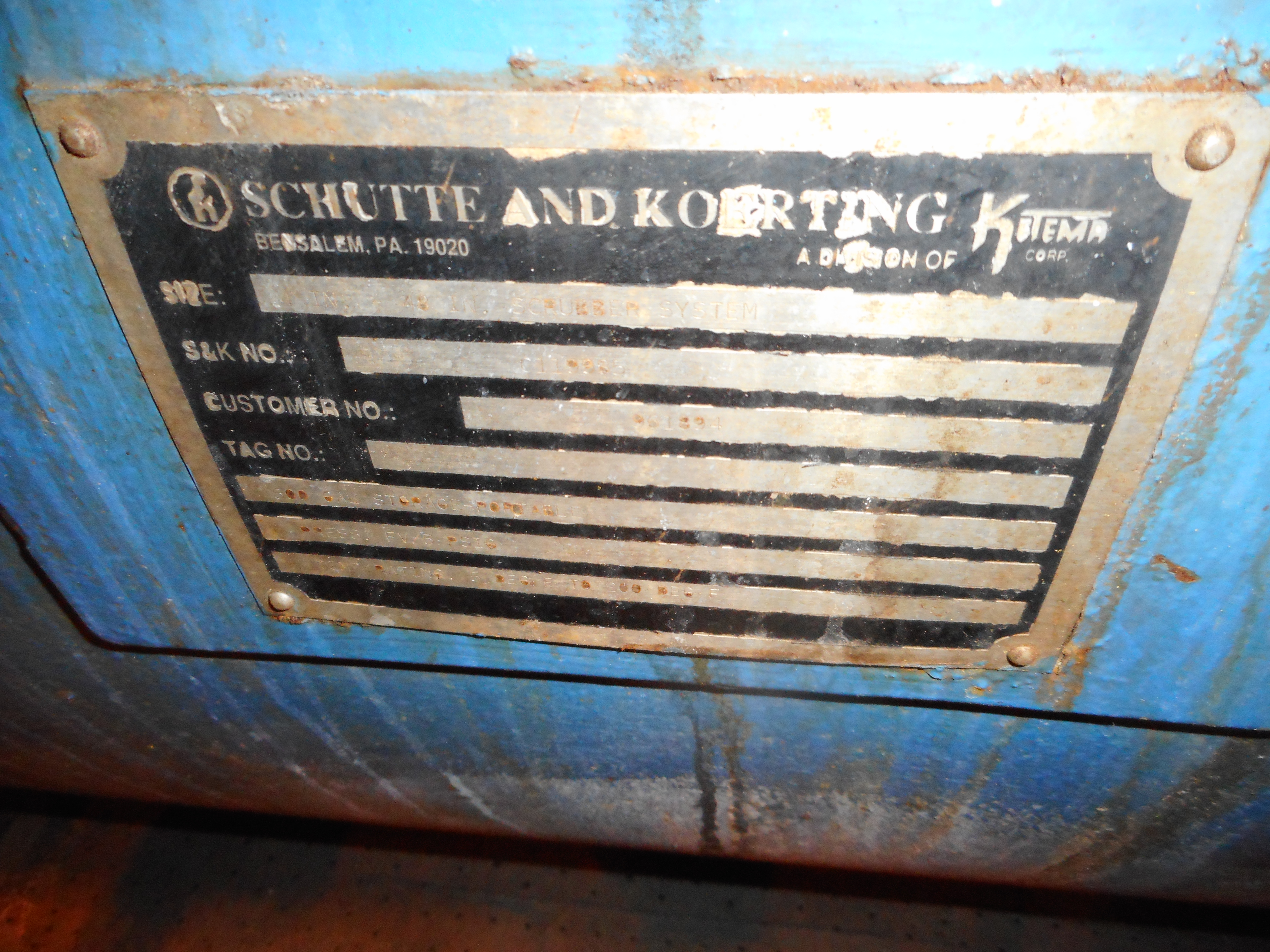 Carbon Steel Schutte & Koerting NH3, N2, Toluene, HCl, & SOC vapors Scrubber - IPP# 233227