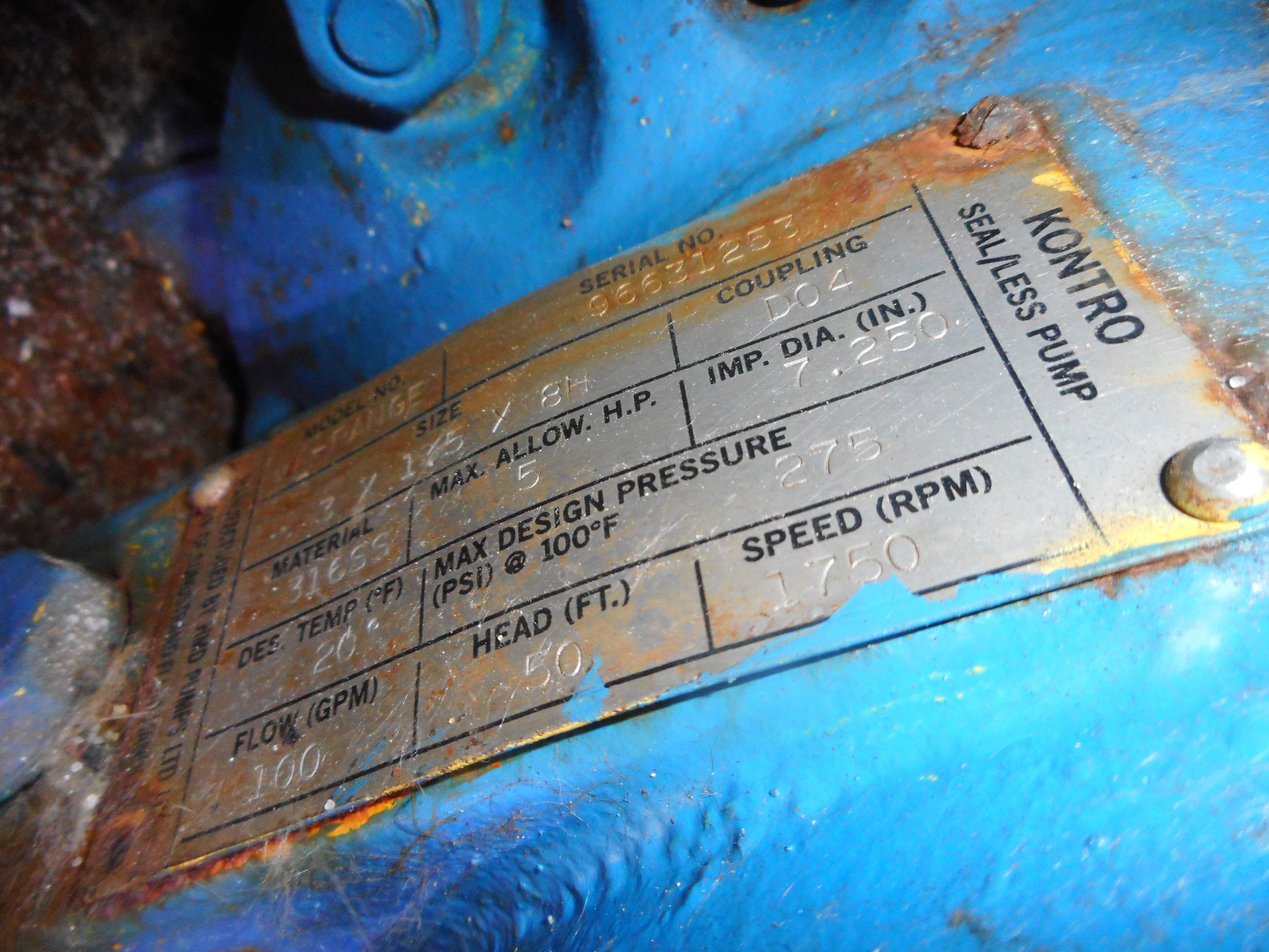 Stainless Steel 316 Kontro GSA Centrifugal Pump - IPP# 233325