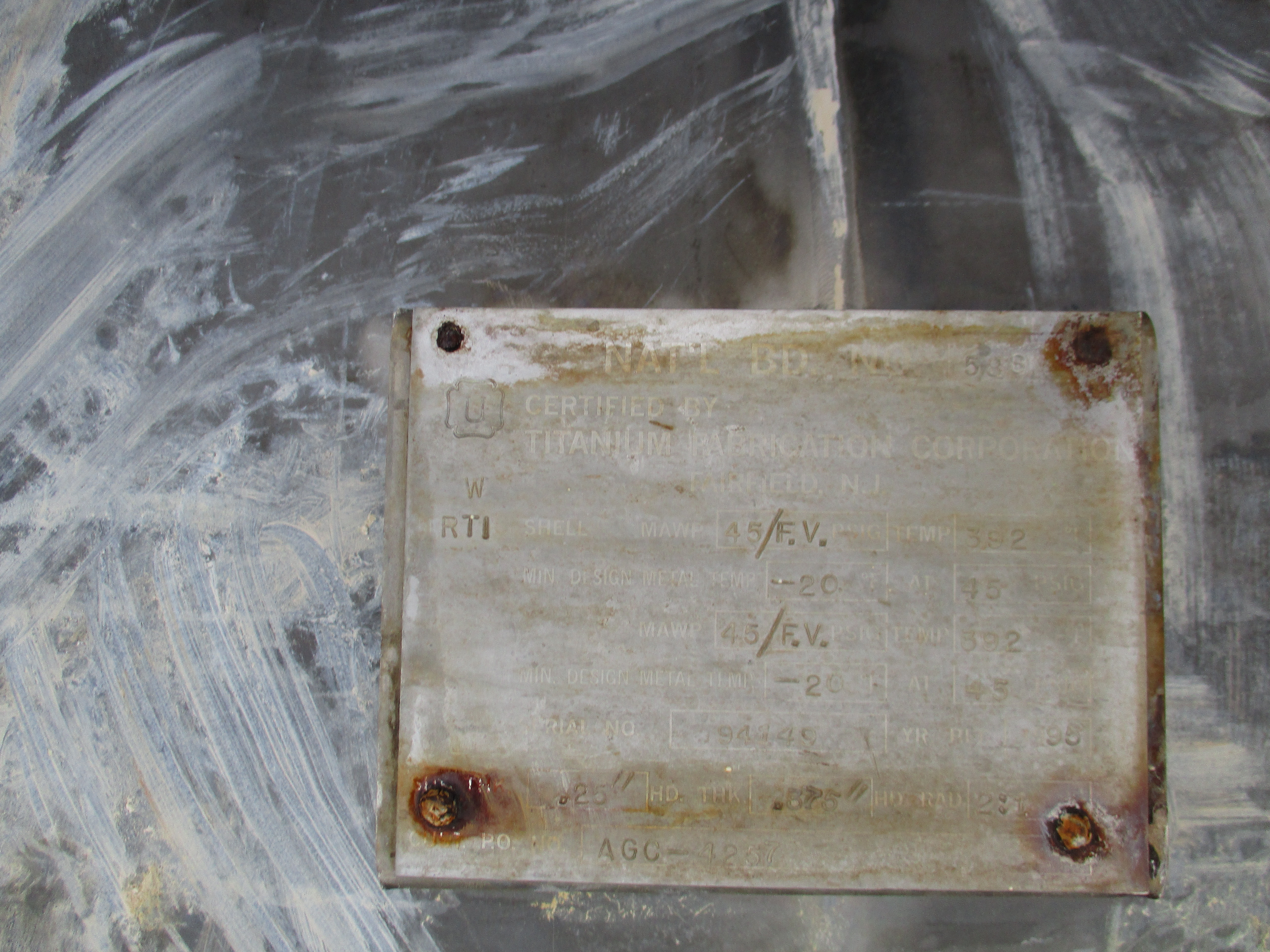 Titanium Titanium Fabrication Corporation Shell and Tube Heat Exchanger - IPP# 233943
