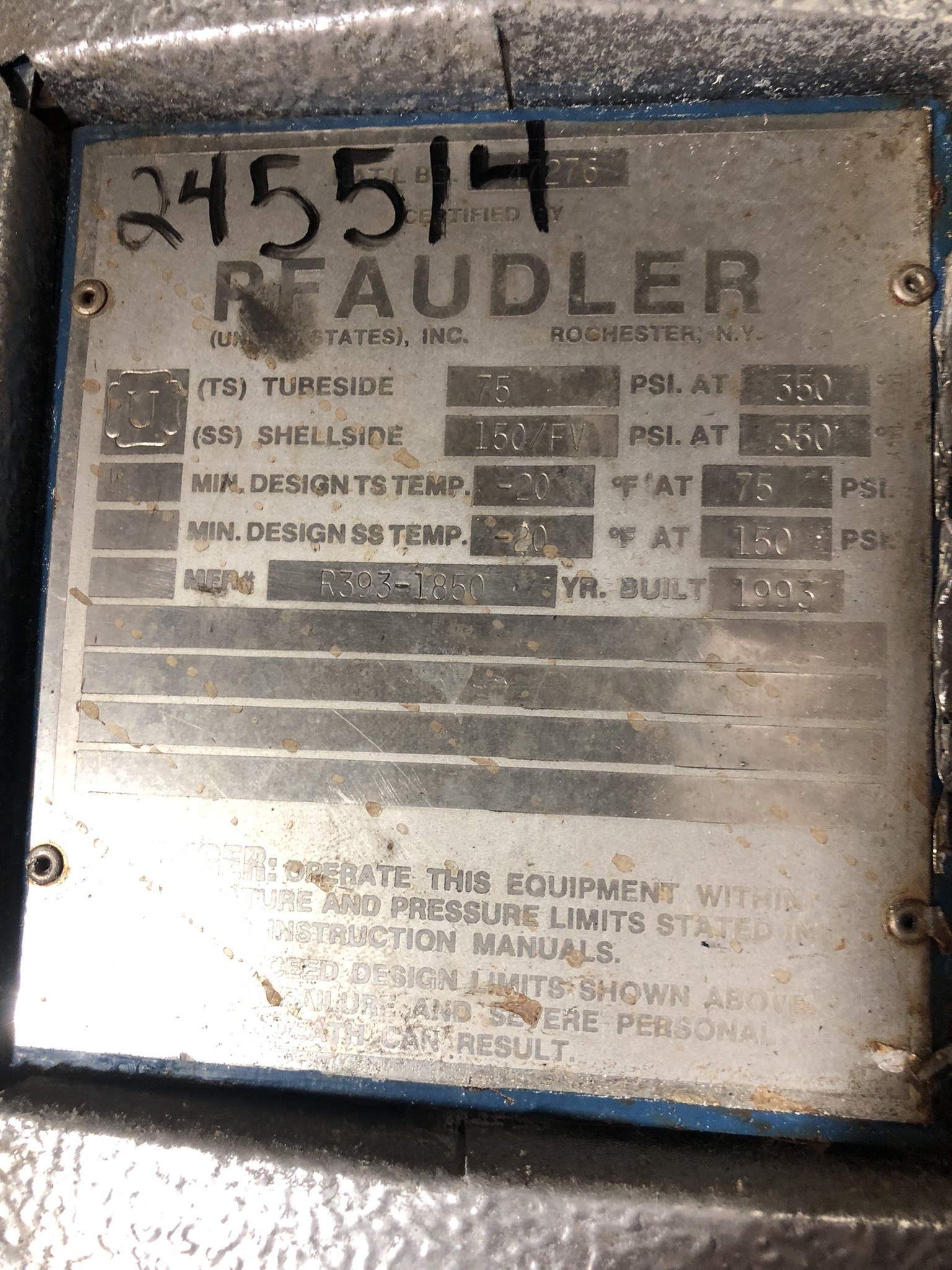 Hastelloy - C276 Pfaudler Shell and Tube Heat Exchanger - IPP# 245514