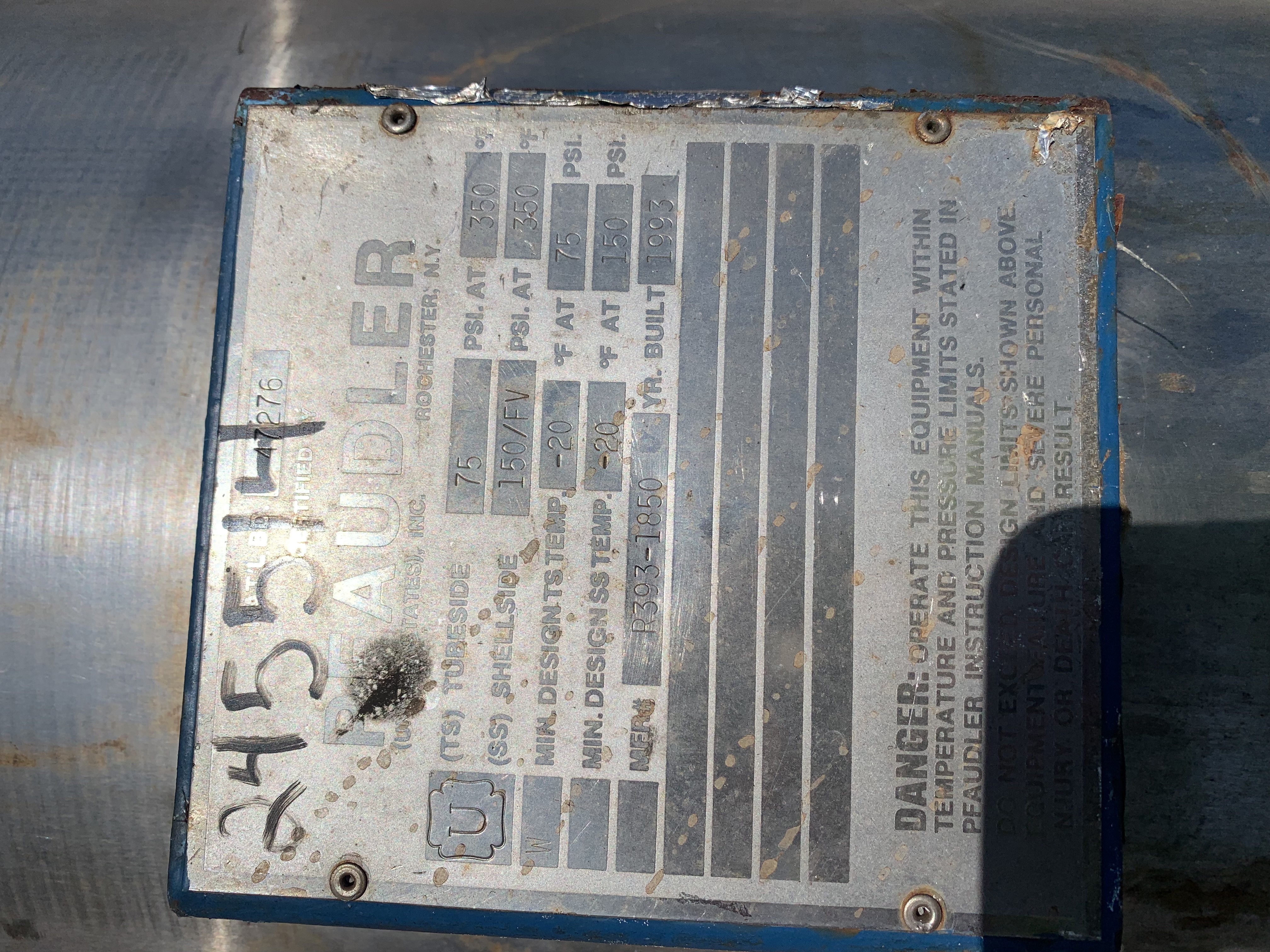 Hastelloy - C276 Pfaudler Shell and Tube Heat Exchanger - IPP# 245514