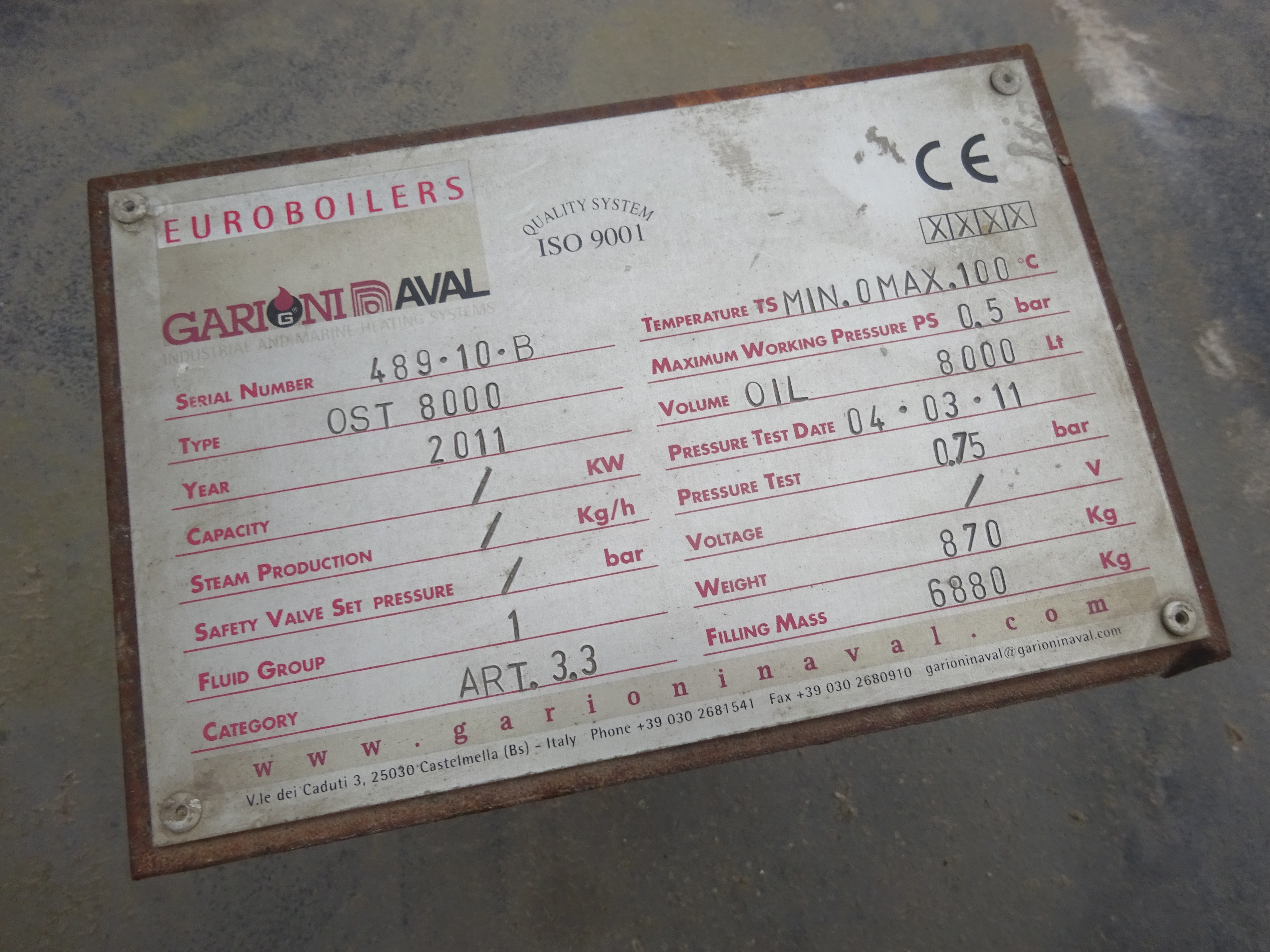 UNUSED Carbon Steel Euroboilers TH/AR-V1500 Hot Oil Boiler - IPP# 245533