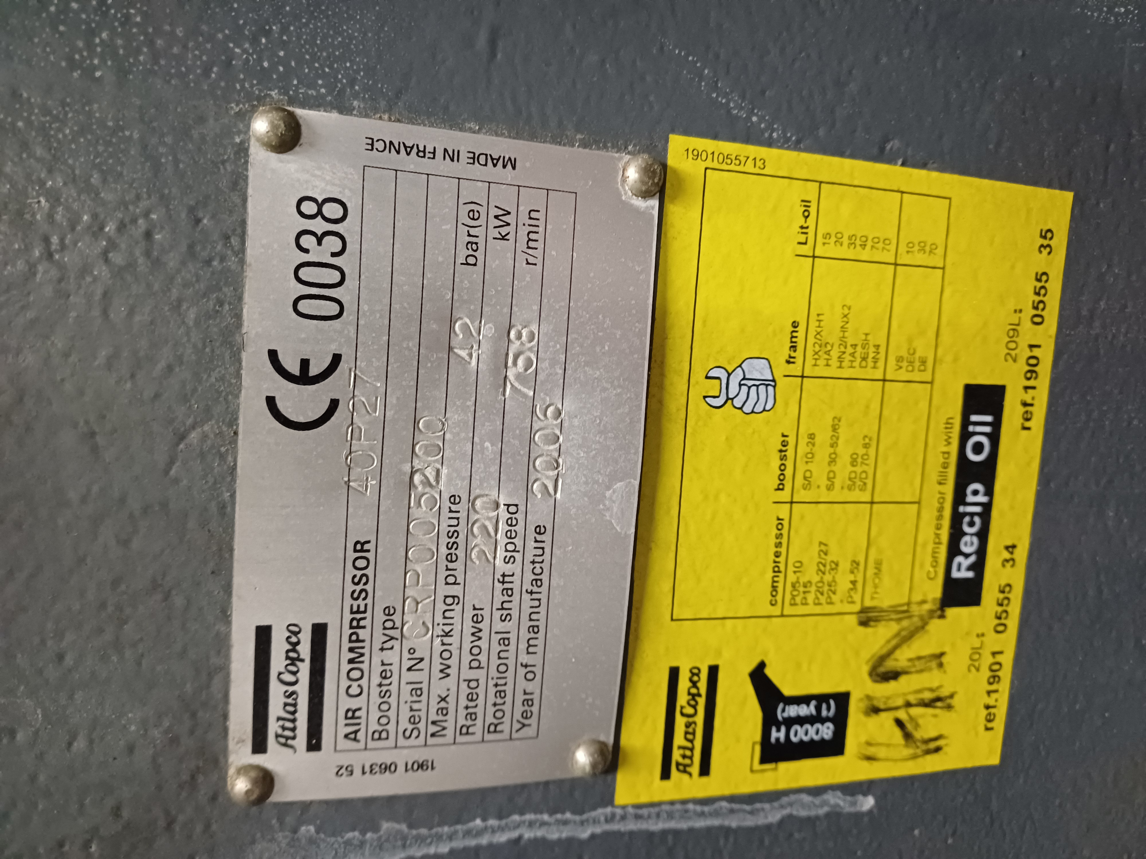  Reciprocating Compressor 1,200 m3/h (720 CFM) Carbon Steel For Sale - IPP# 245816