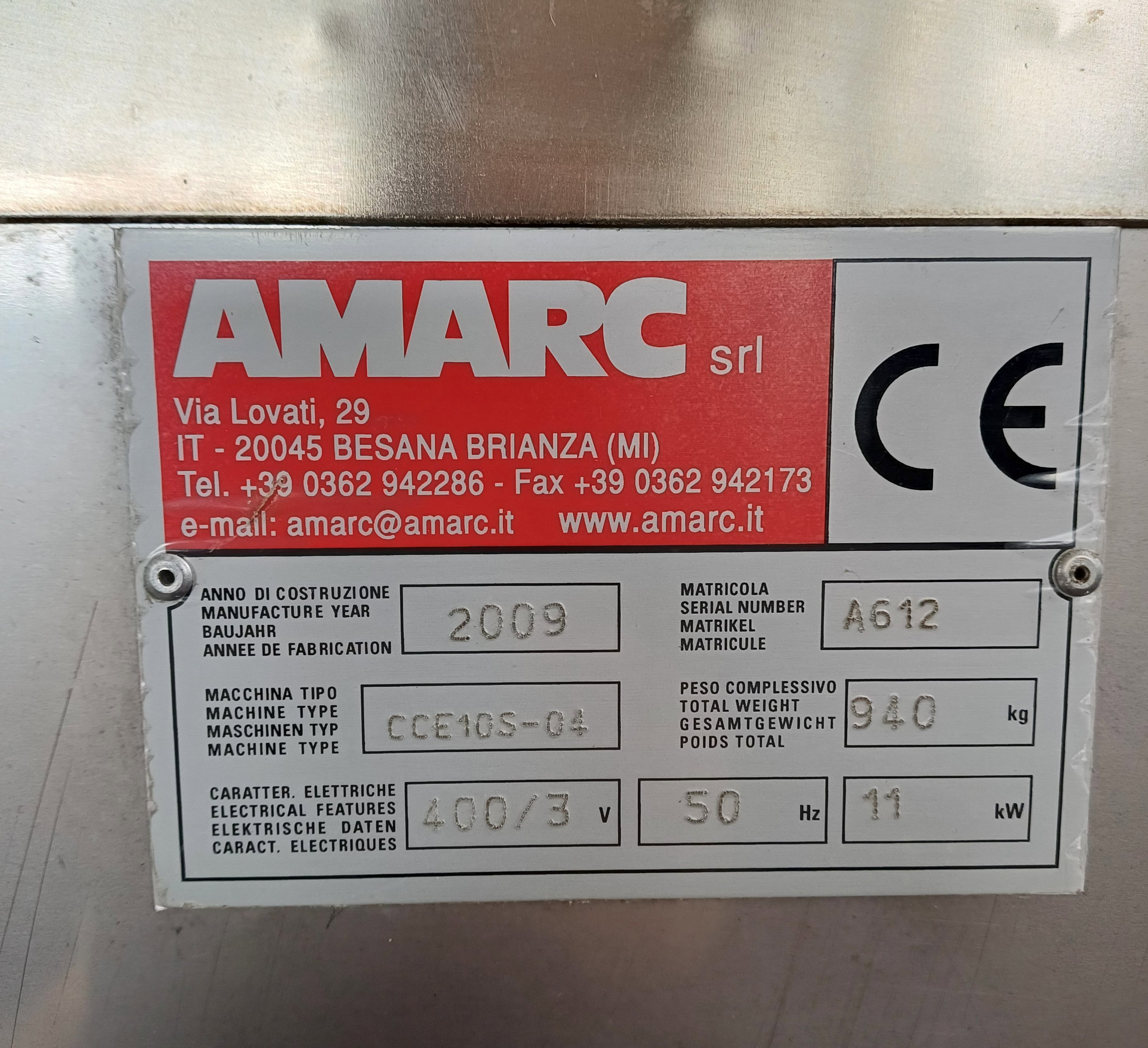 Stainless Steel 304 Amarc srl CCE10S-O41P Dryer-Oven - IPP# 245821